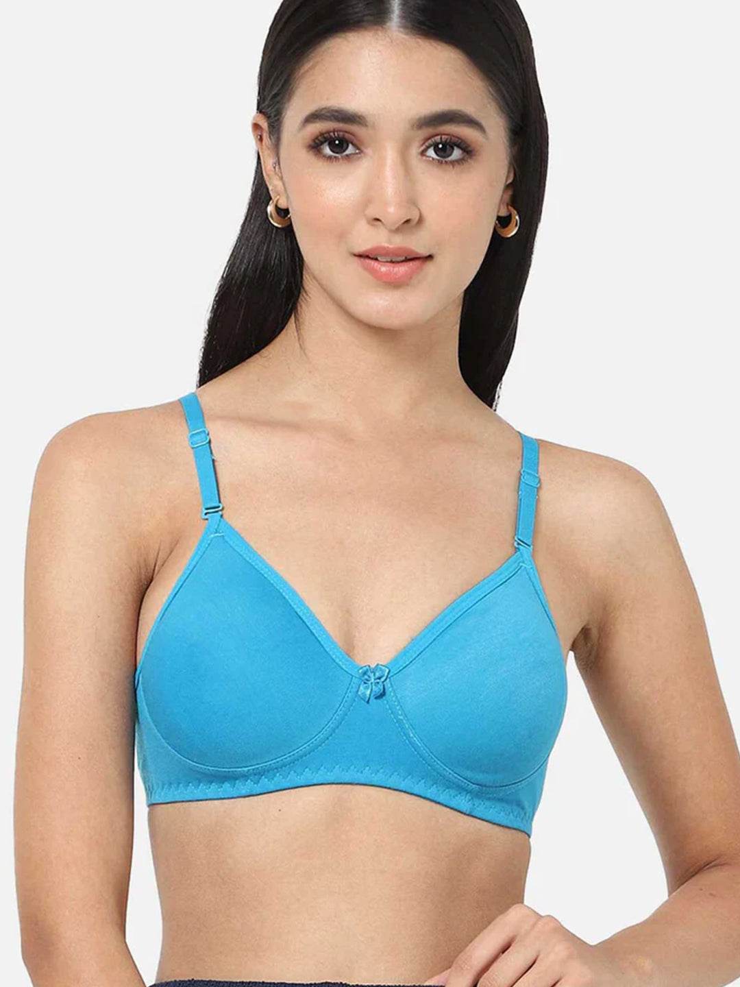 Fashionable Non-Wired Non-Padded Back Closure Intimacy Everyday T-Shirt Bra - Blue Shades - ES06 - Naidu Hall Family Store