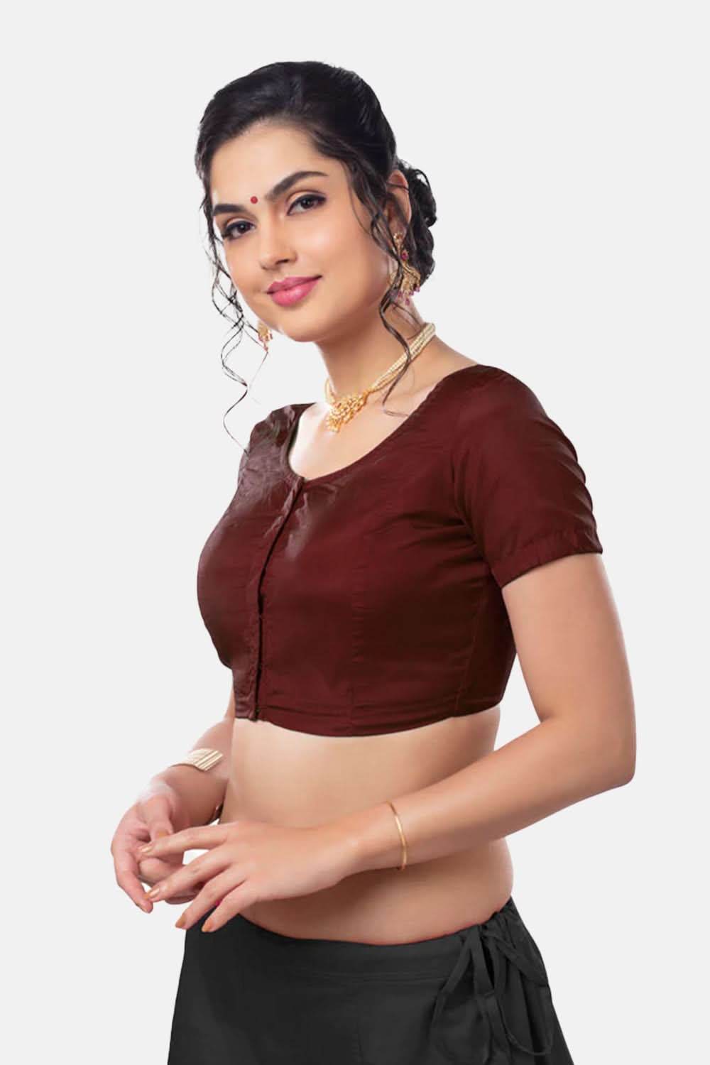 Naidu Hall Princess Cut Short Sleeve Front Open Silk Cotton Blouse - Naidu Hall Family Store