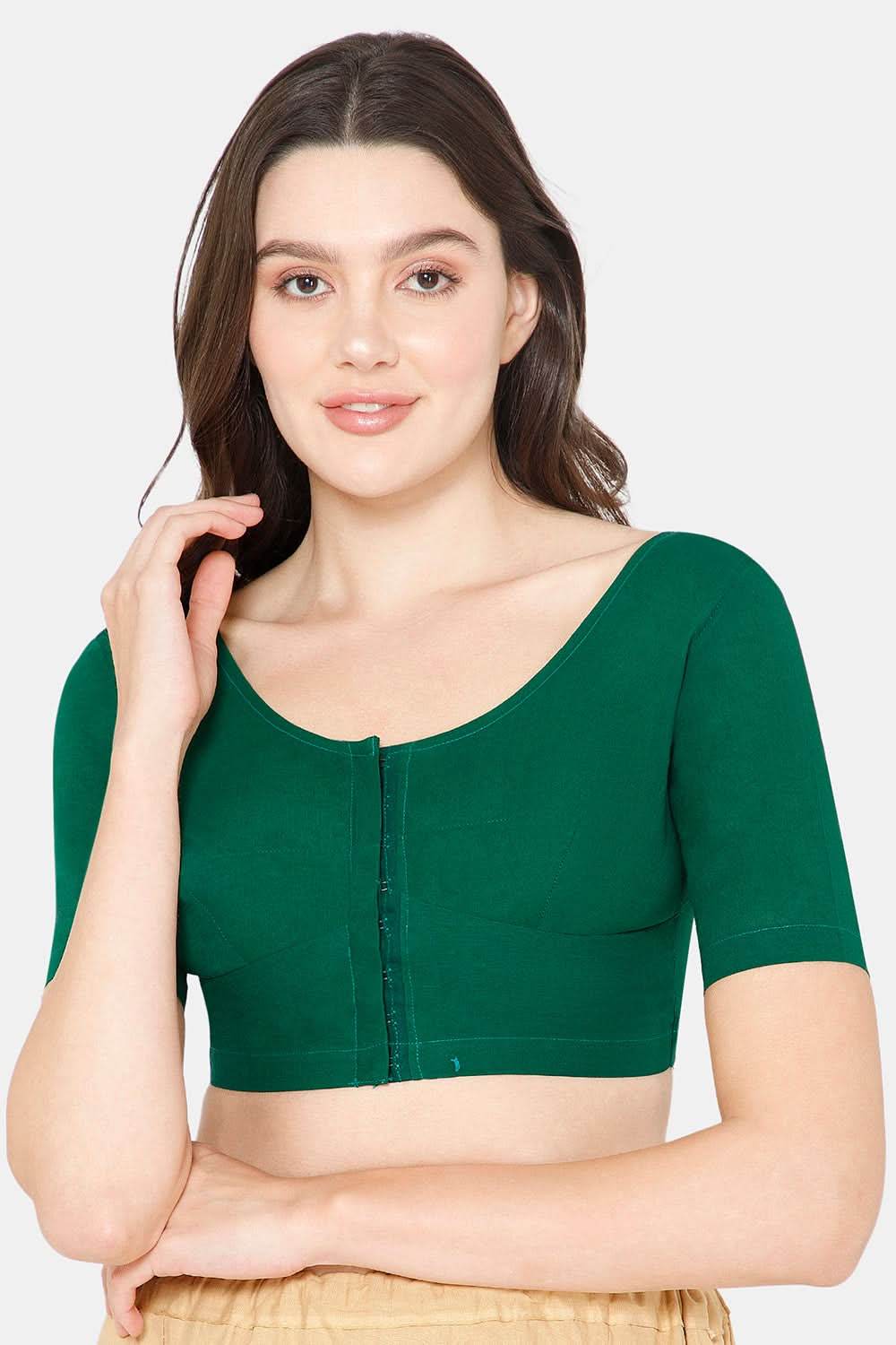 Naidu Hall Round neck long sleeve blouse - Dark Green - Naidu Hall Family Store
