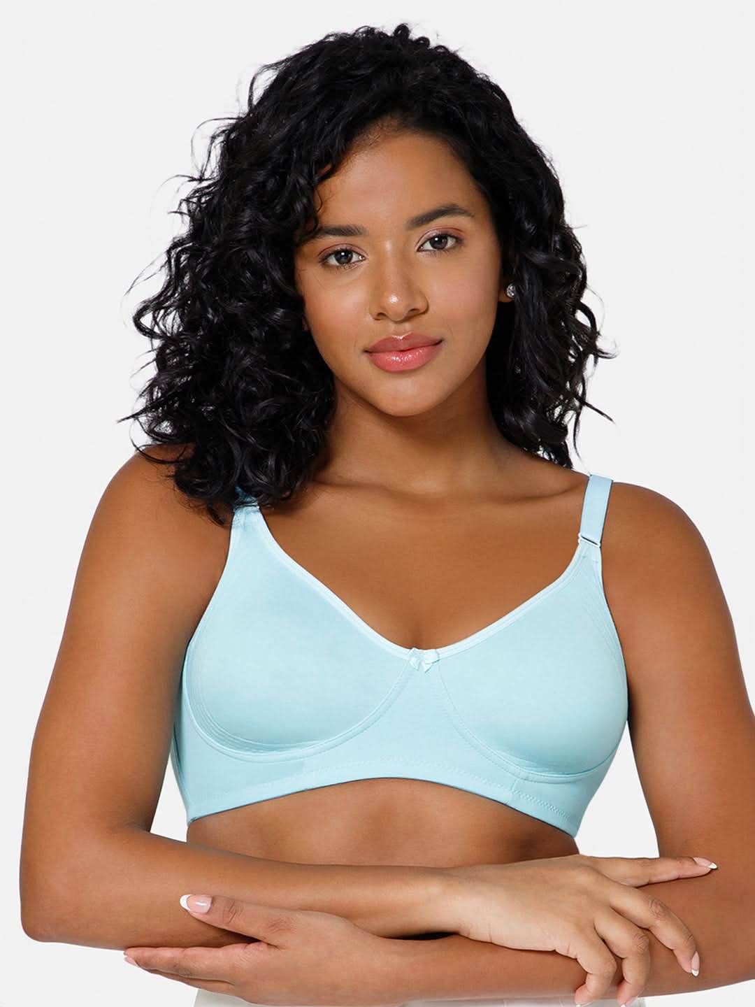 Full Coverage Non-Padded Non-Wired Intimacy T-Shirt Saree Bra - ES02 - Blue Tint - Naidu Hall Family Store