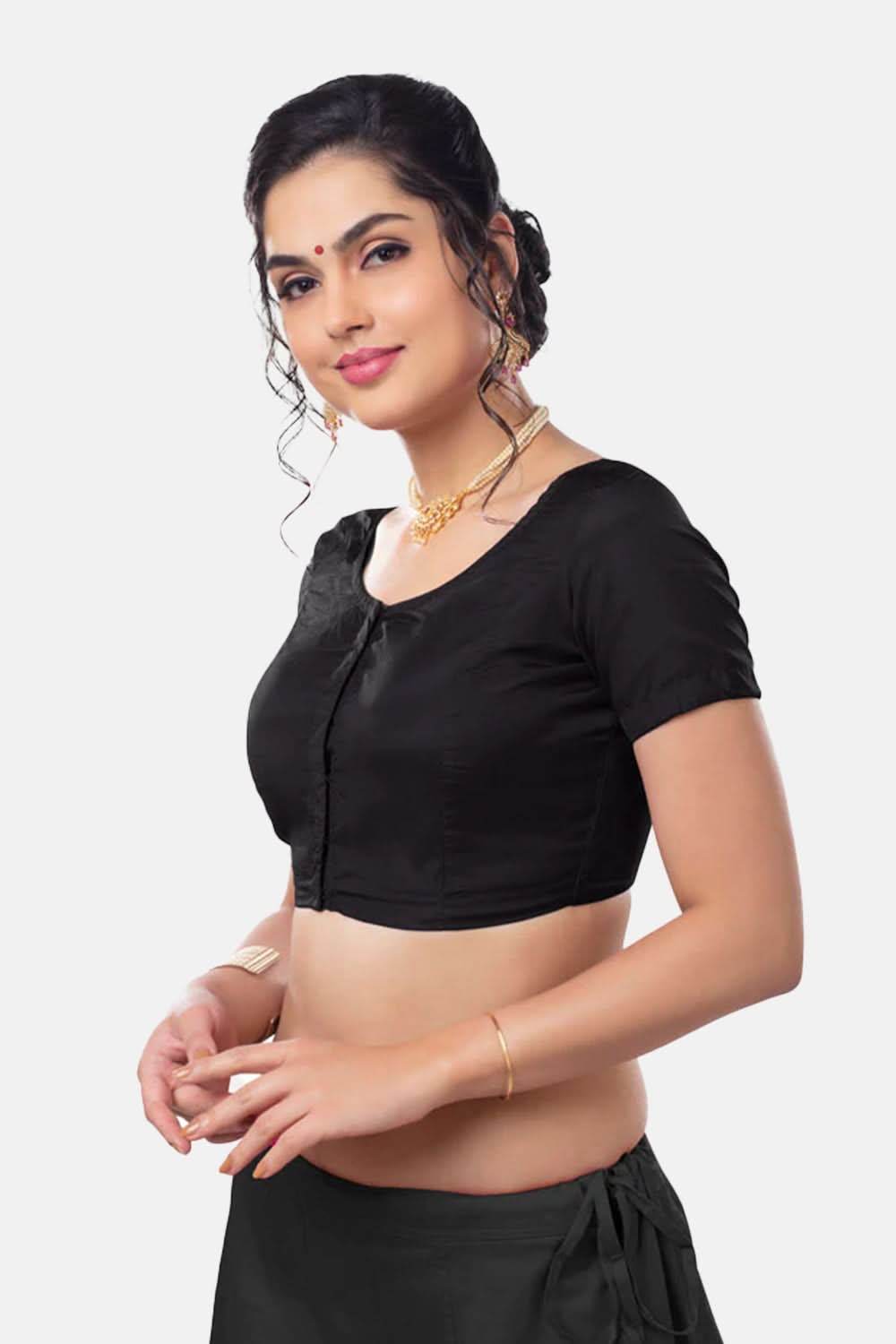 Naidu Hall Princess Cut Short Sleeve Front Open Silk Cotton Blouse - Naidu Hall Family Store