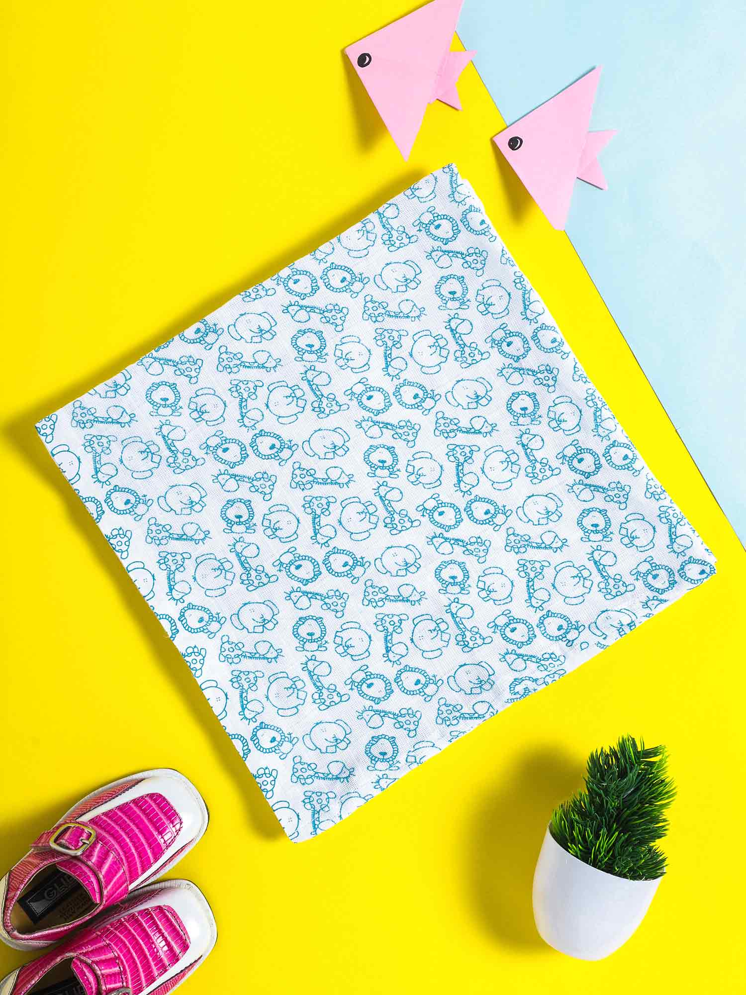 Oh Baby Printed Square Nappies Blue - Sqpr