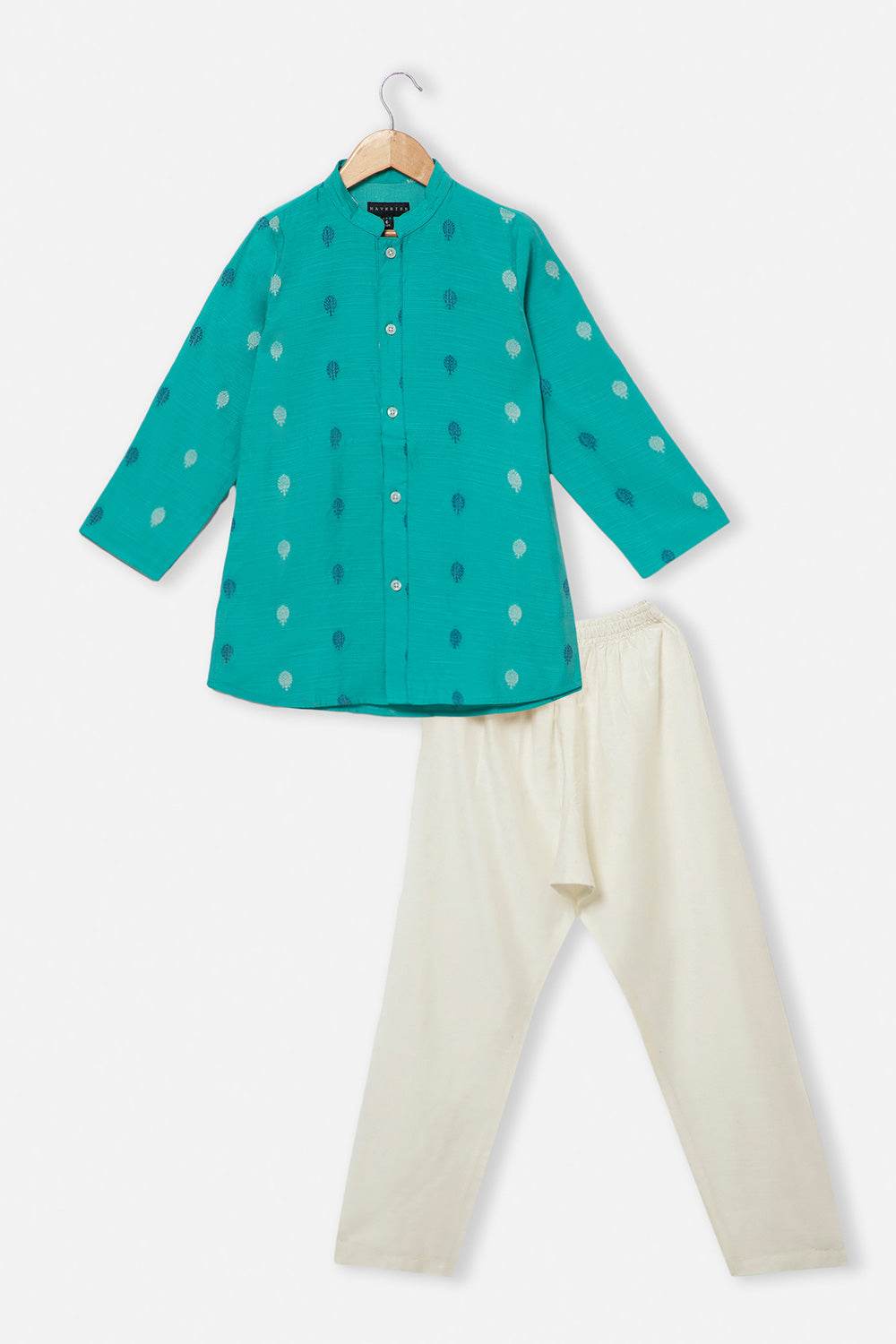Navkrish Navkrish Boys Kurta Pajama Set – Mandarin Collar Full Button Placket and Pajama Pants - Blue - S020 - Naidu Hall Family Store