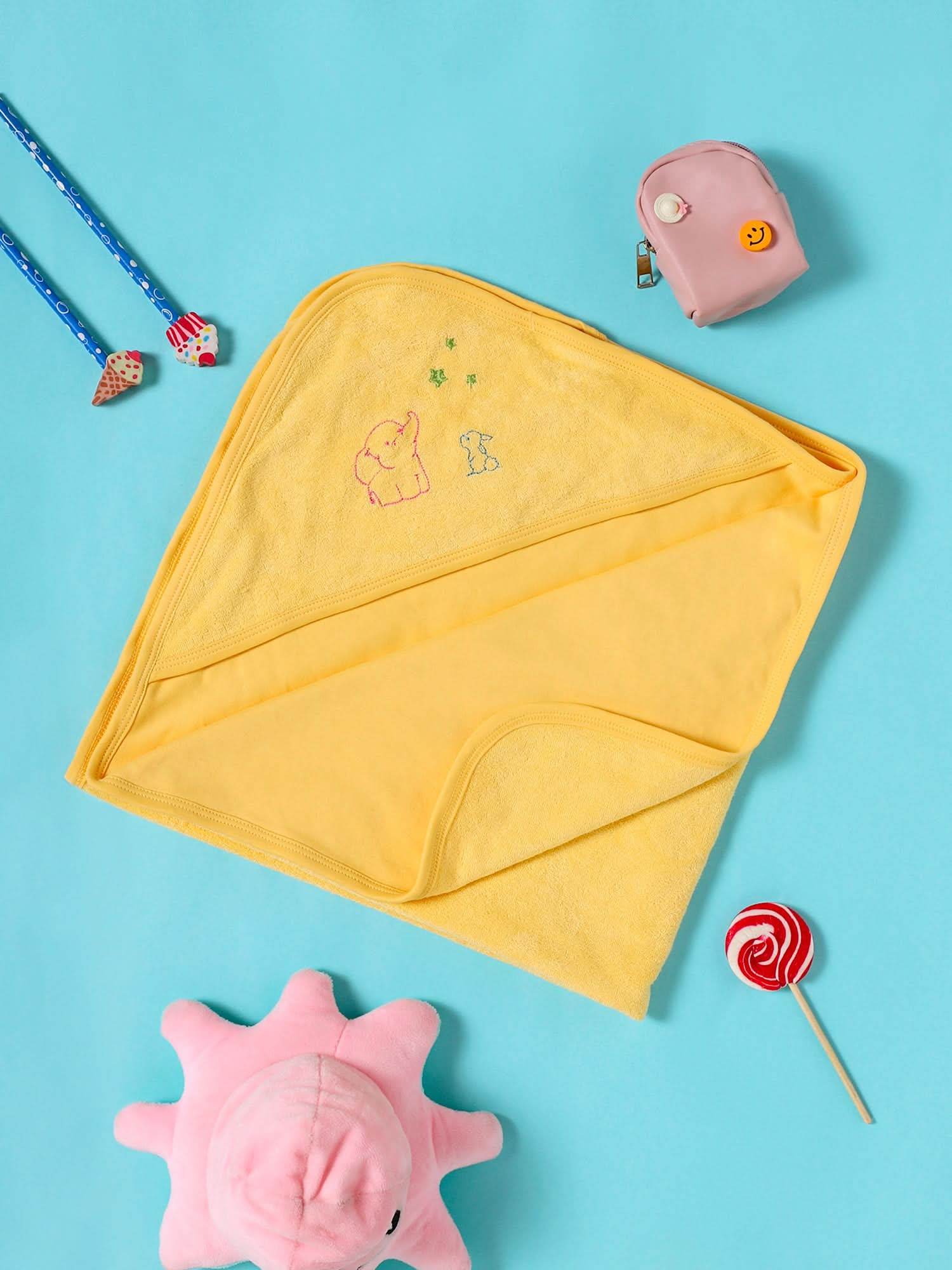 Oh Baby Plain Embroidery Carry Towel Yellow - Htpr - Naidu Hall Family Store