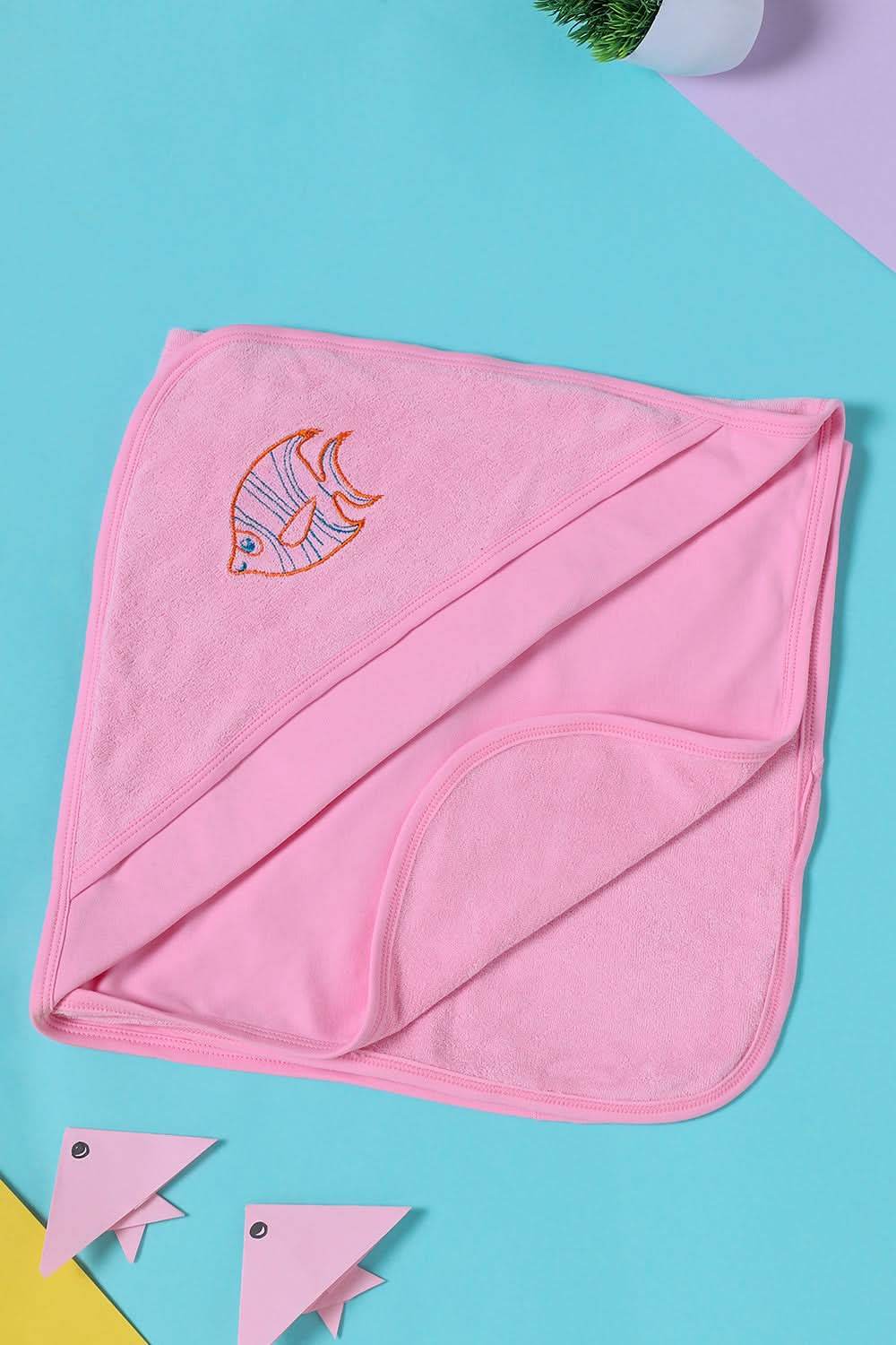 Oh Baby Plain Embroidery Carry Towel Baby Pink - Htpr - Naidu Hall Family Store