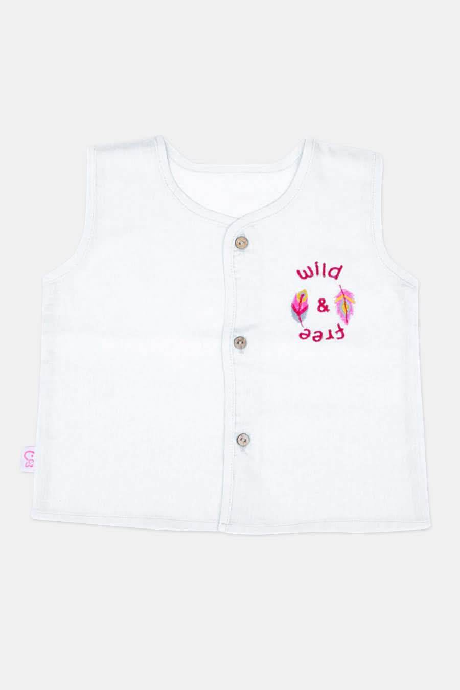 Oh Baby Wild Free Cotton Sleeveless Shirt with Front Button Opening - PV01 - Naidu Hall Family Store