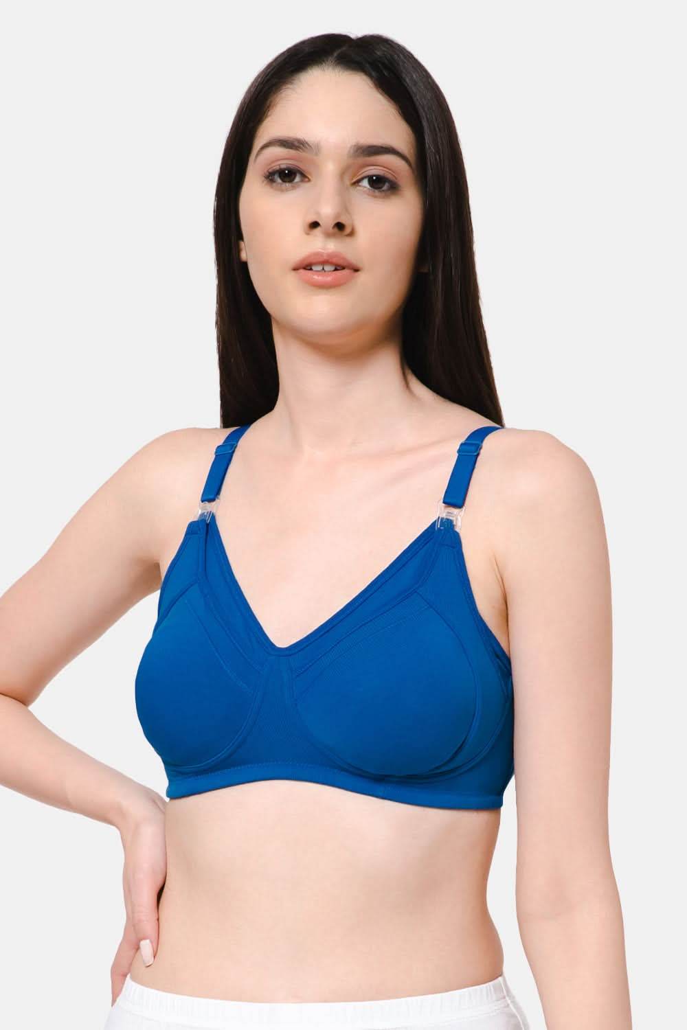 High Coverage Intimacy Nursing Bra - Maternity Bra - Feeding Bra - Blue - FB07 - Naidu Hall Family Store