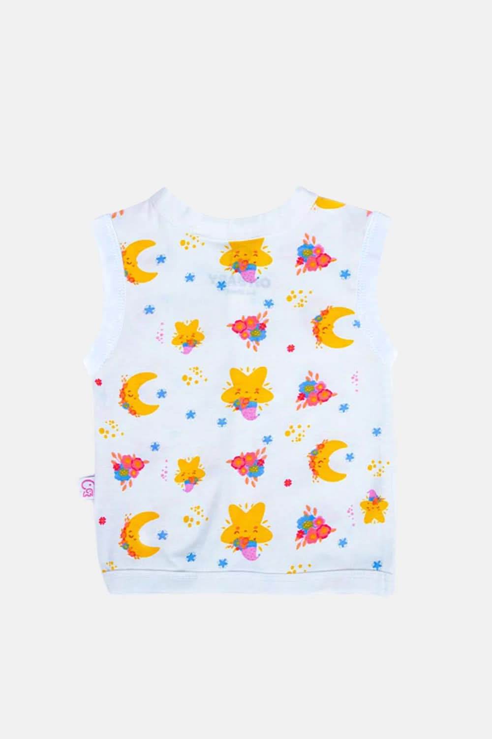 Oh Baby Star Print V- Neck Sleeveless Cotton Cardigan- SL01 - Naidu Hall Family Store