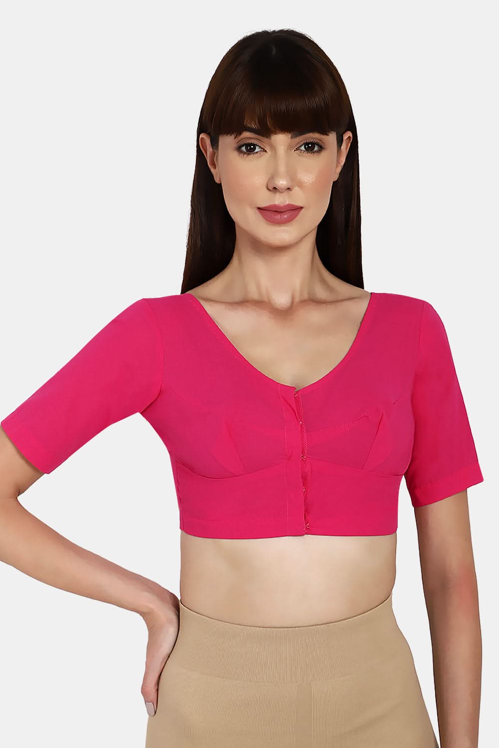 Naidu Hall Round neck long sleeve blouse - Fuchsia