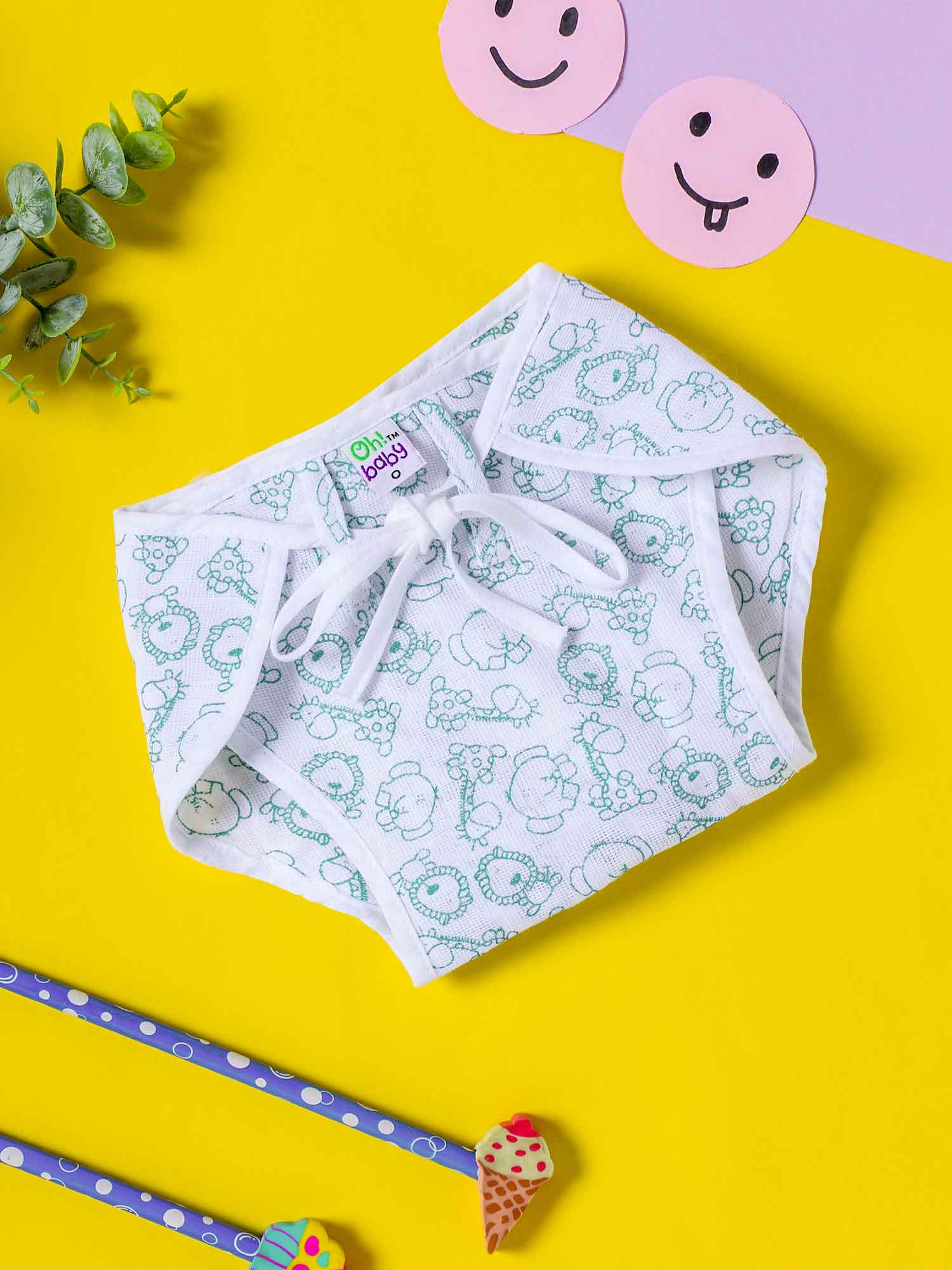 Oh Baby Printed Round Nappies Blue - Rdpr