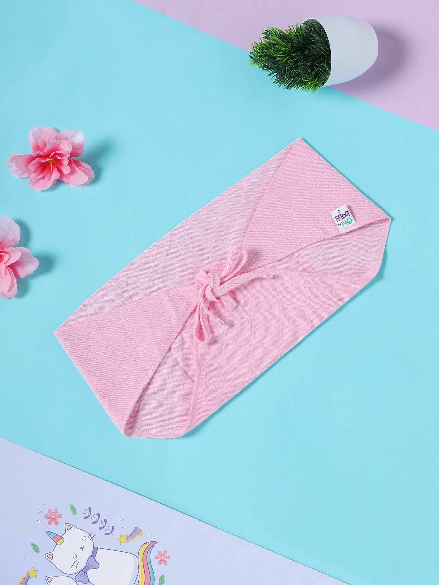 Oh Baby Plain Triangle Nappies Pink - Trpl