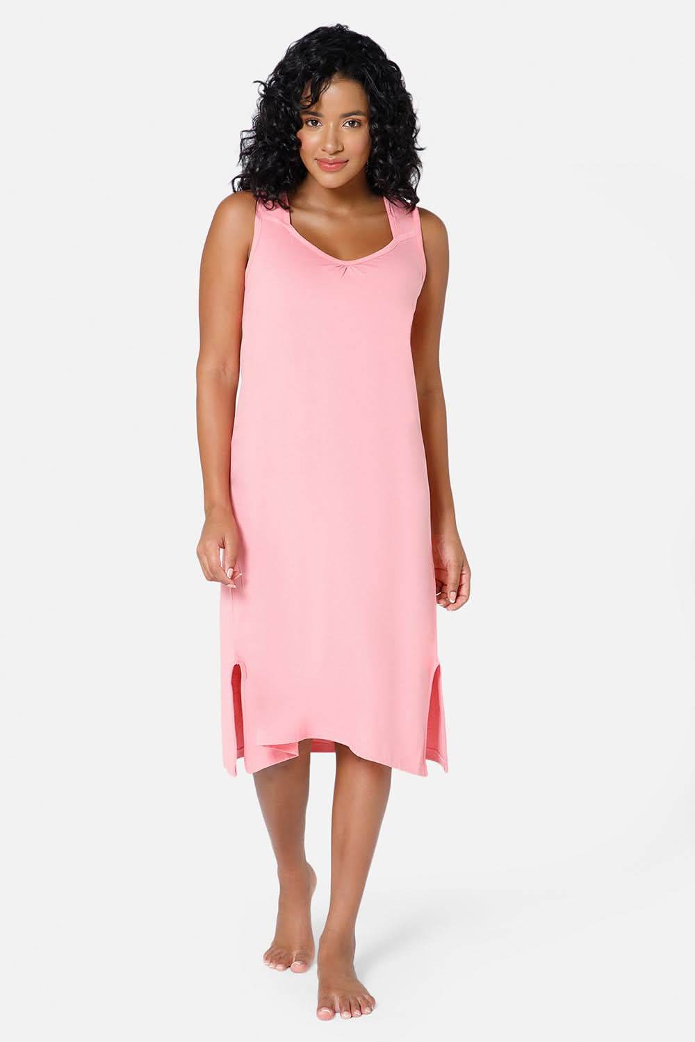 Intimacy Full Coverage Knee-Length Cotton Night Slip | Lightweight & Summer-Friendly Nightwear - Naidu Hall Family Store