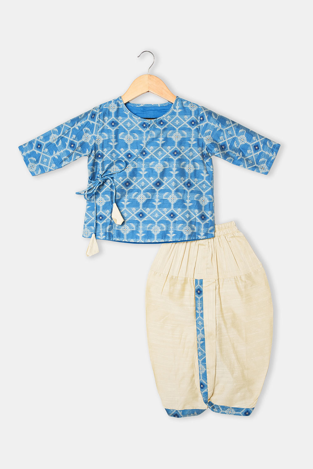 Navkrish Boys Cotton Kurta Dhoti Set – Jamdhani Traditional Wear - Blue - KD05
