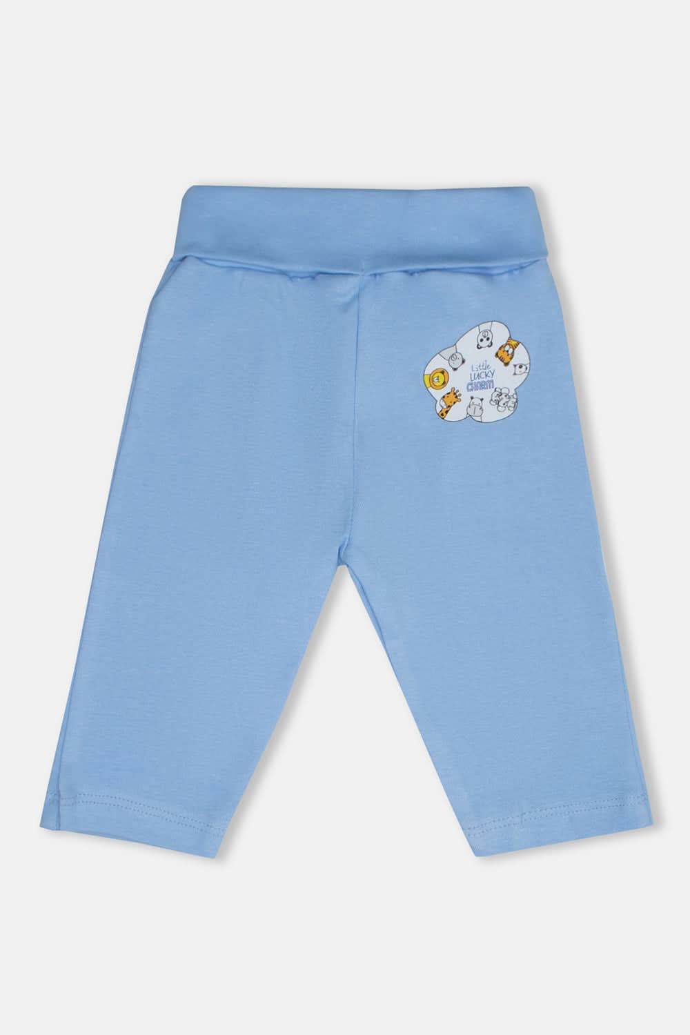 Oh Baby Cotton Interlock Knit Animal Print Pant Pack Of - 2 - Sky Blue & Assorted - Tr04 - Naidu Hall Family Store