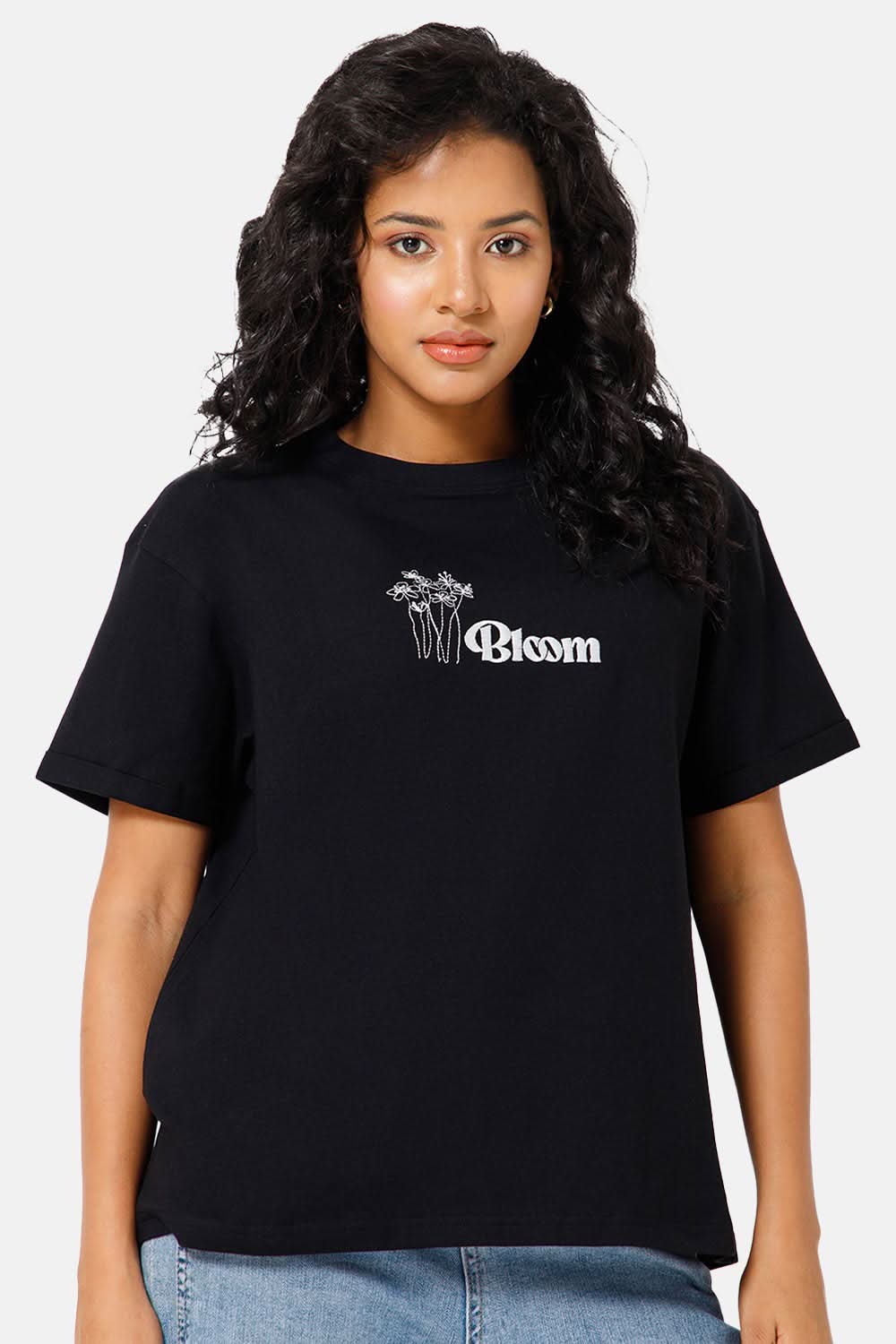 Jusperf Women Half Sleeve Crew Neck T-shirt - Black - SD20