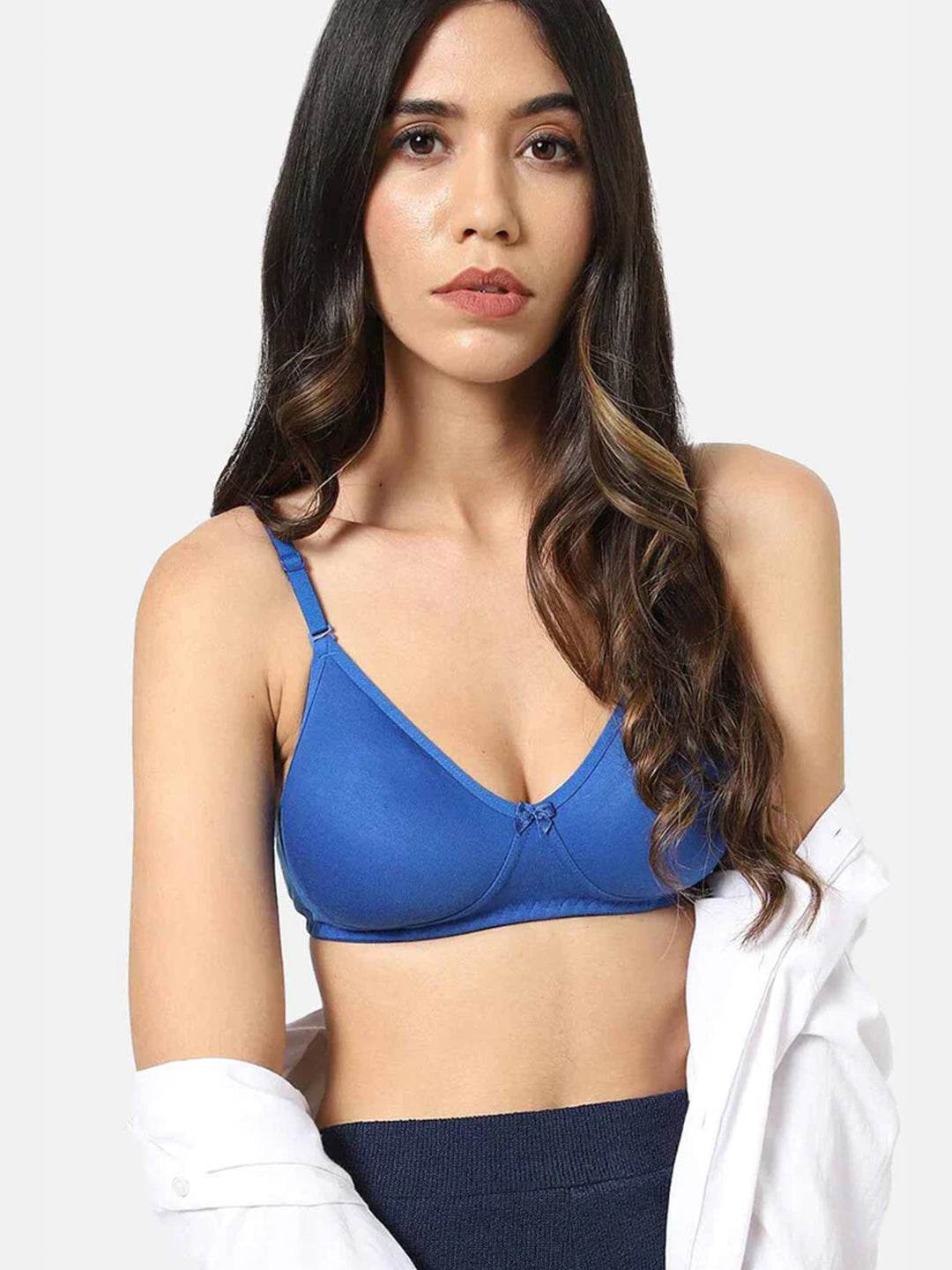 Fashionable Non-Wired Non-Padded Back Closure Intimacy Everyday T-Shirt Bra - Blue Shades - ES06 - Naidu Hall Family Store