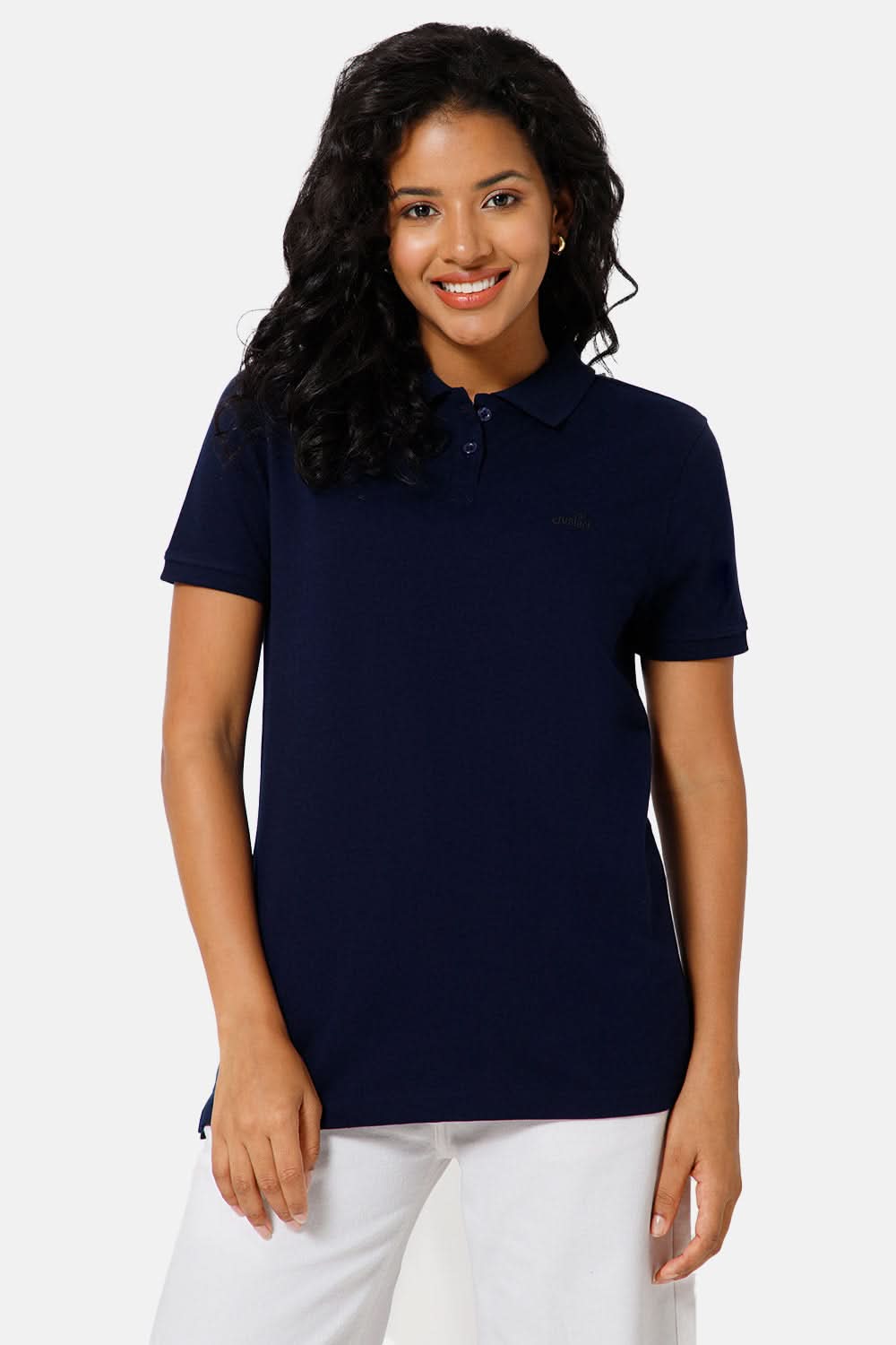 Jusperf Women Half Sleeve Polo Neck T-shirt - Blue - SJD6