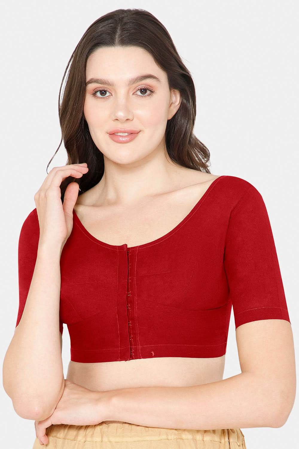 Naidu Hall Round neck short sleeve blouse - Maroon - Naidu Hall Family Store
