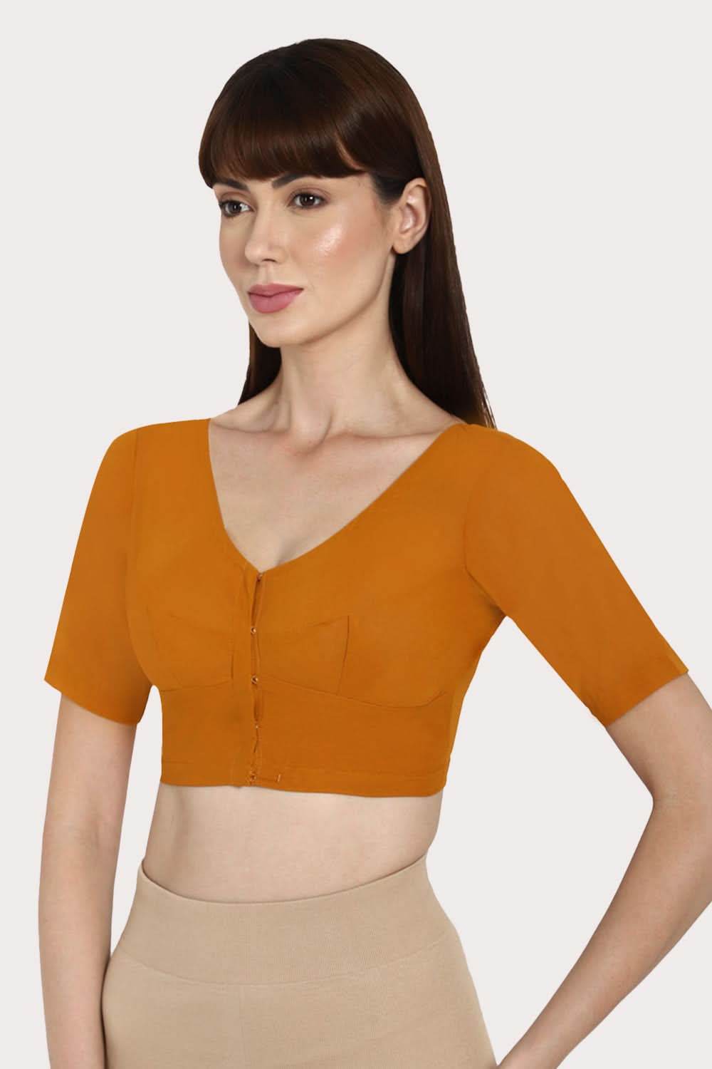 Naidu Hall Round neck long sleeve blouse - Mustard - Naidu Hall Family Store