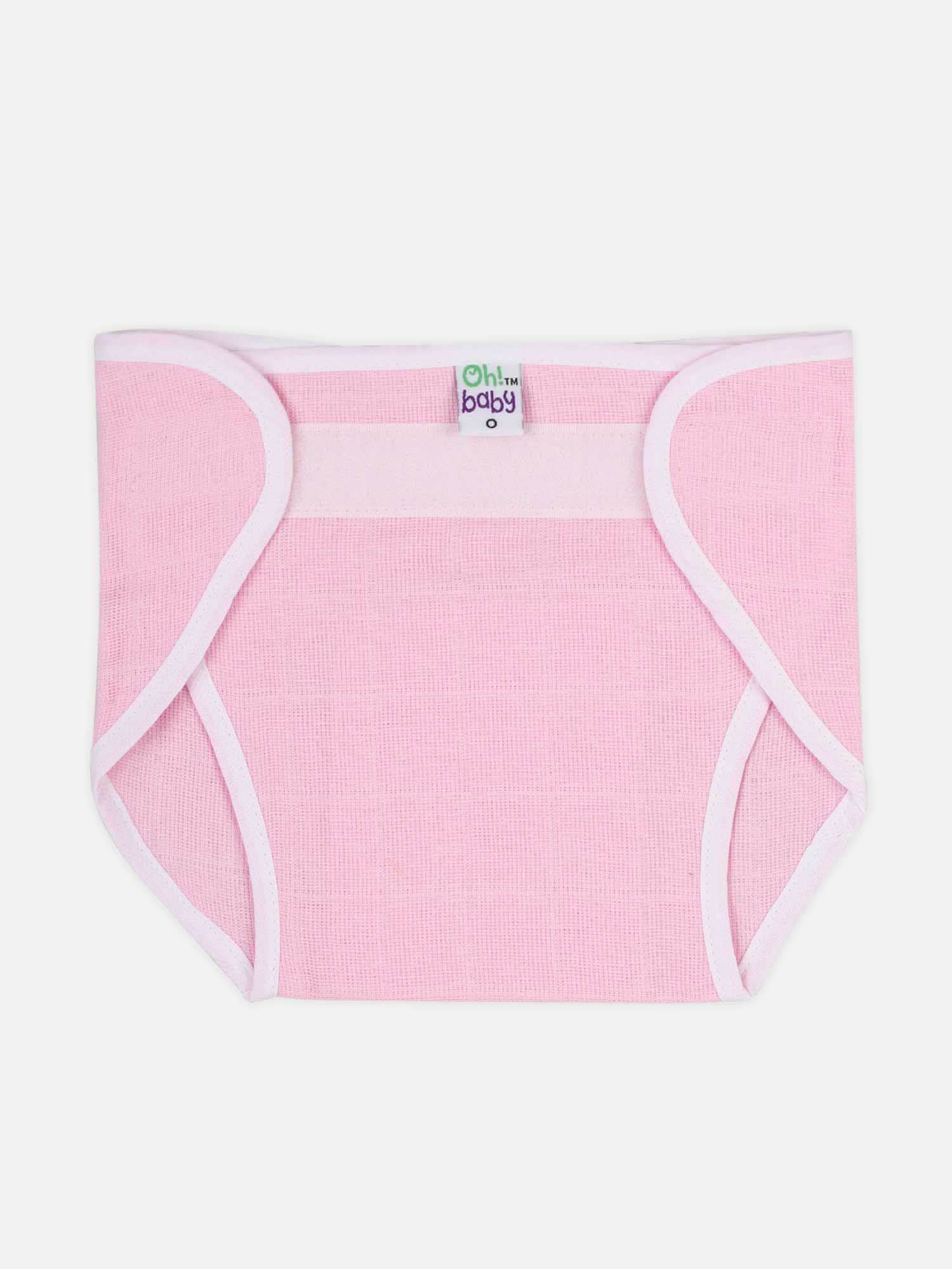 Oh Baby Plain Velcro Nappies Pink - Ltpl - Naidu Hall Family Store