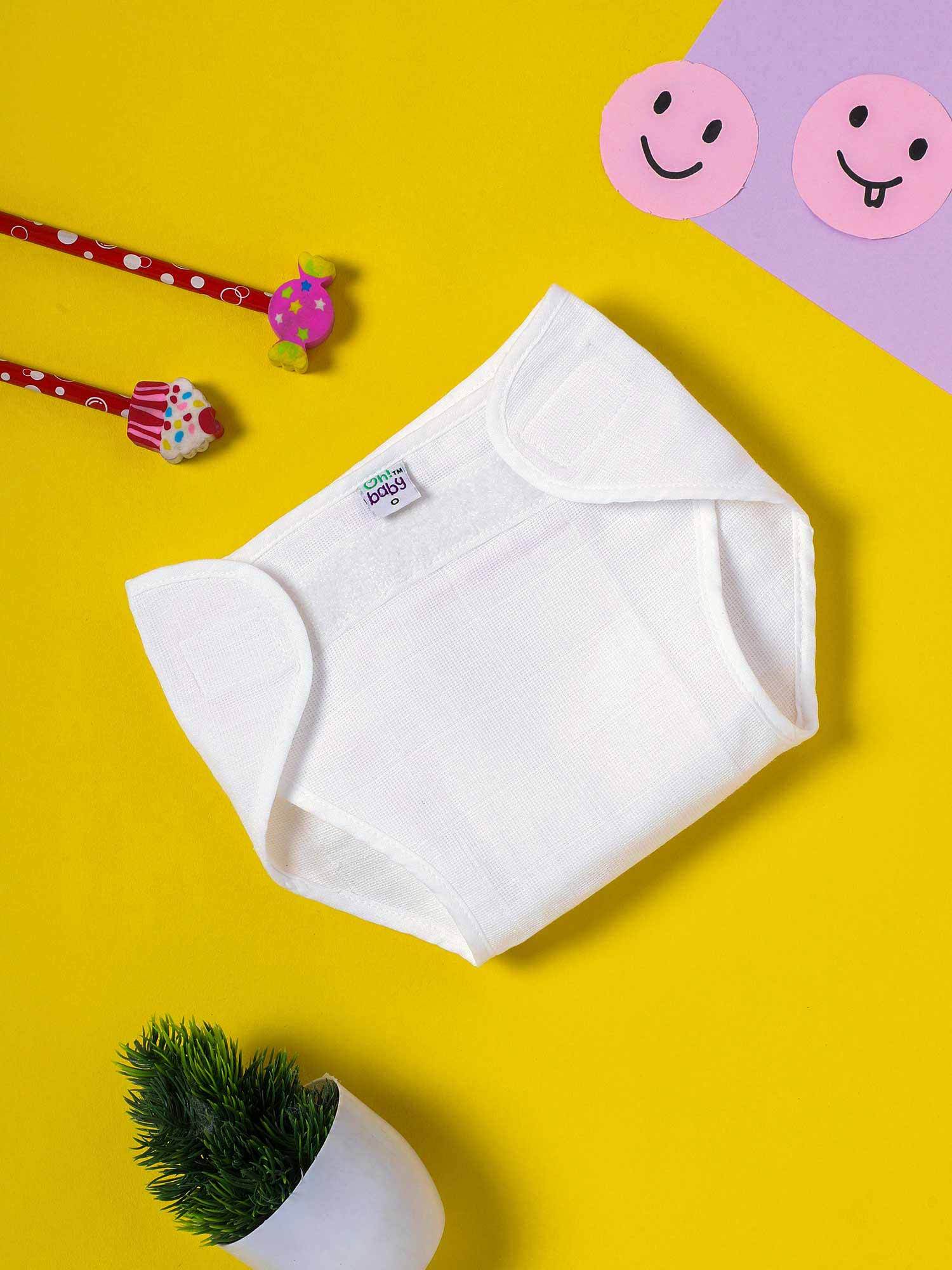 Oh Baby Plain Velcro Nappies White - Ltpl - Naidu Hall Family Store