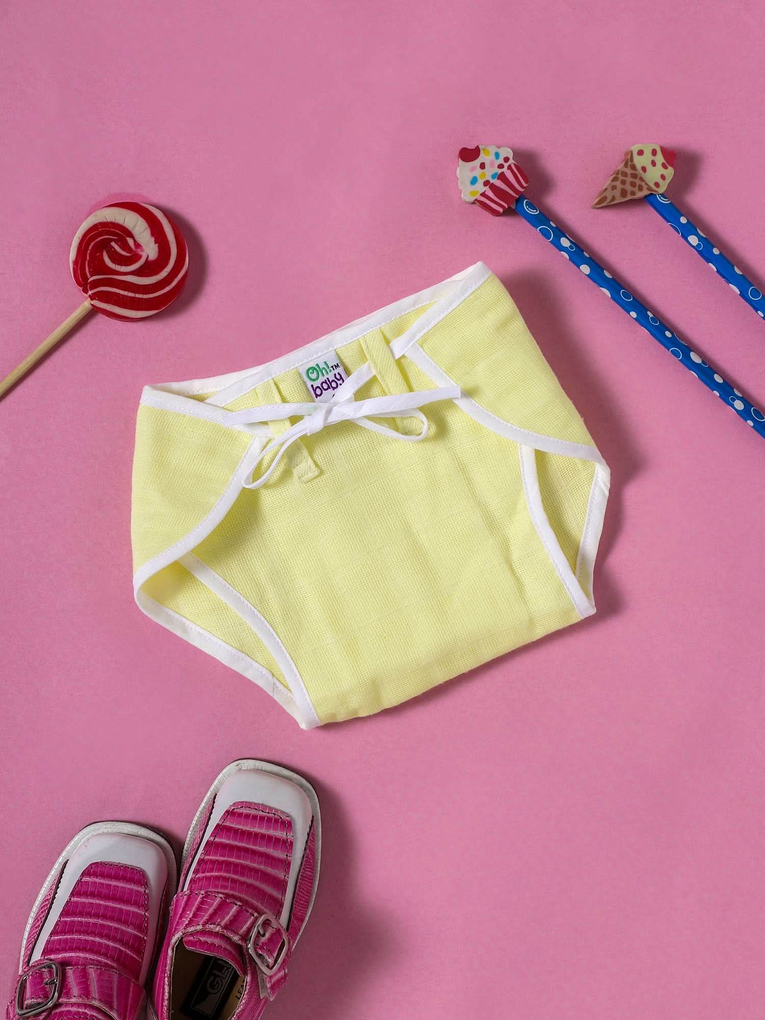 Oh Baby Plain Round Nappies Yellow - Rdpl - Naidu Hall Family Store