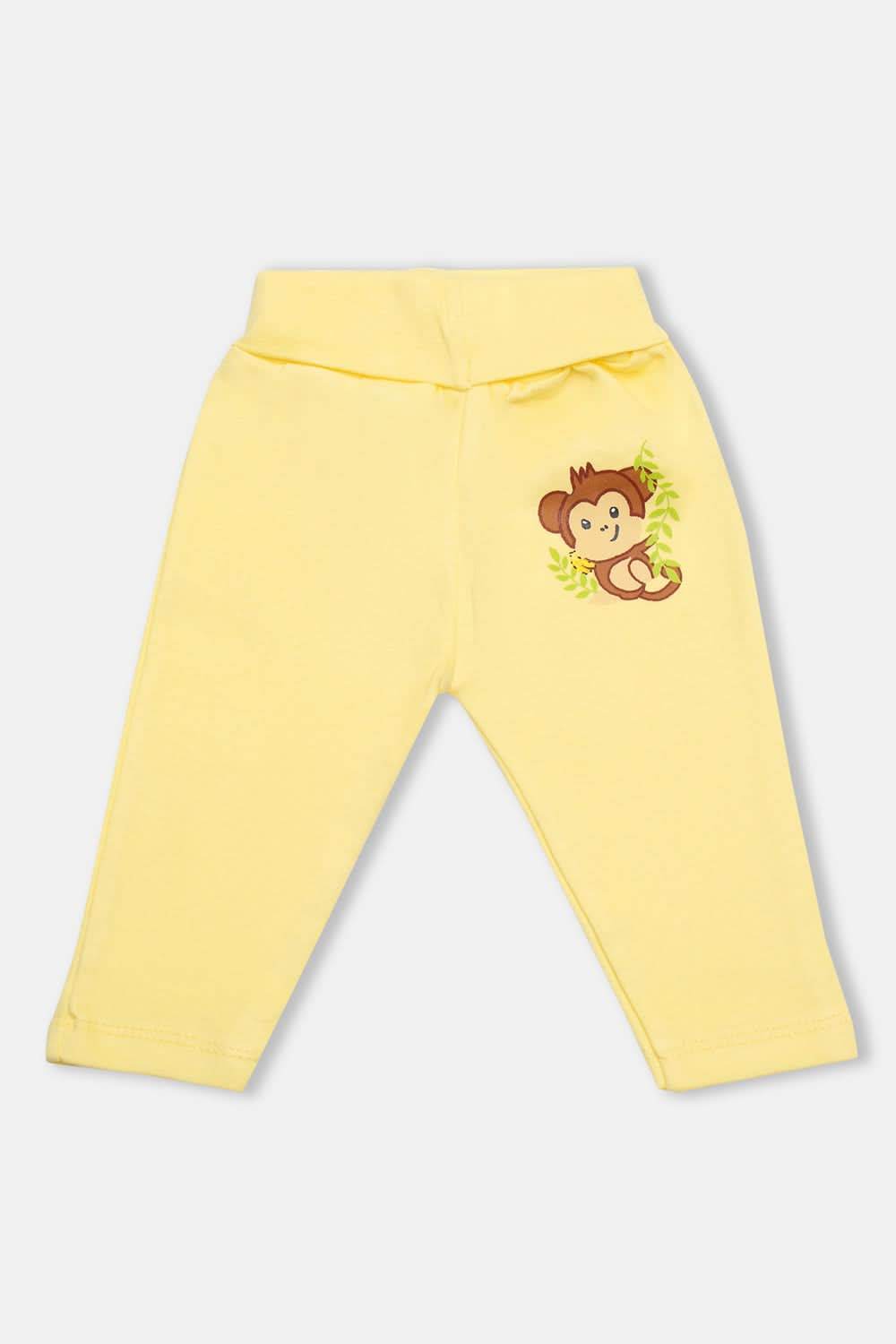Oh Baby Cotton Interlock Knit Animal Print Pant Pack Of - 2 - Yellow & Assorted - Tr03 - Naidu Hall Family Store