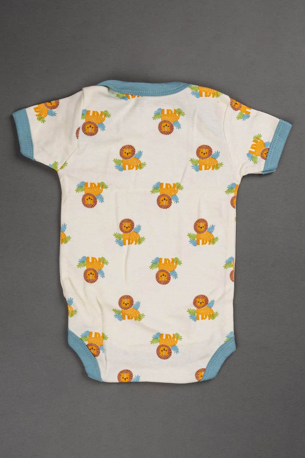 Oh Baby Cotton Interlock Knit Animal Print Halfsleeve Onesies Pack Of - 2 - Blue & Assorted - S202 - Naidu Hall Family Store