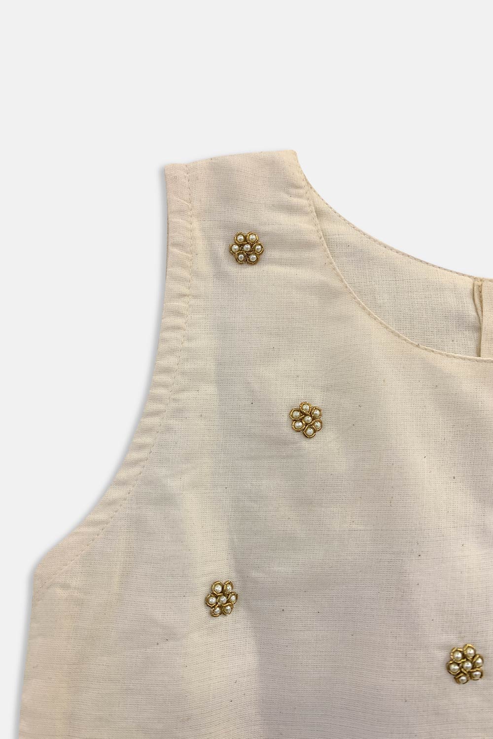 Chittythalli Girls Pavadai Set Kasavu Embroidered Festive Wear - Off White - PS92