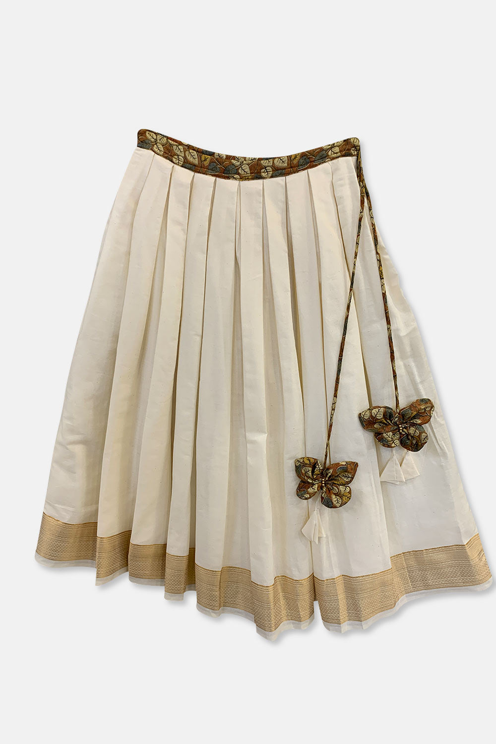 Chittythalli Girls Pavadai Set Kasavu Embroidered Festive Wear - Off White - PS92