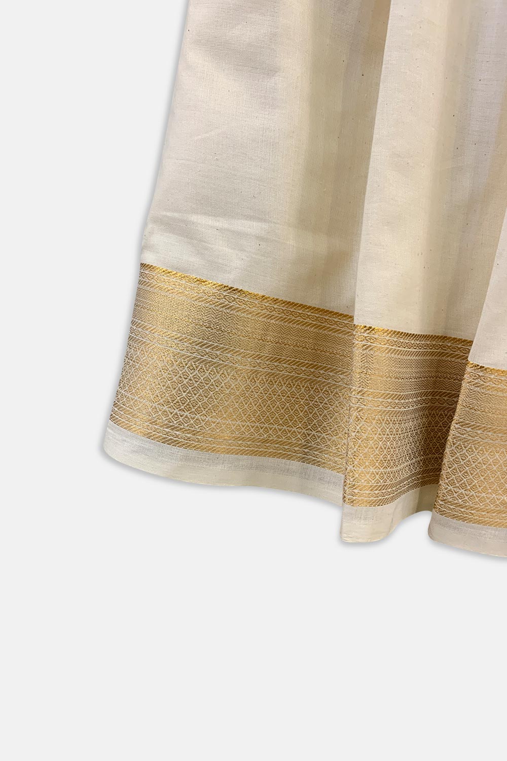 Chittythalli Girls Pavadai Set Kasavu Embroidered Festive Wear - Off White - PS92