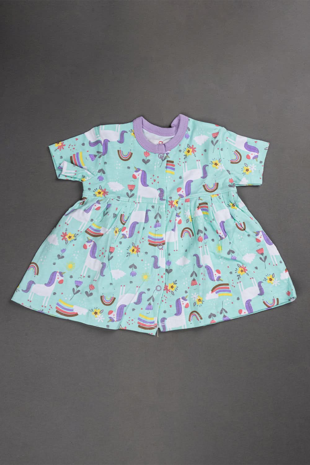 Oh Baby Cotton Interlock Knit Animal Print Frock Pack Of - 2 - Lilac & Assorted - R205