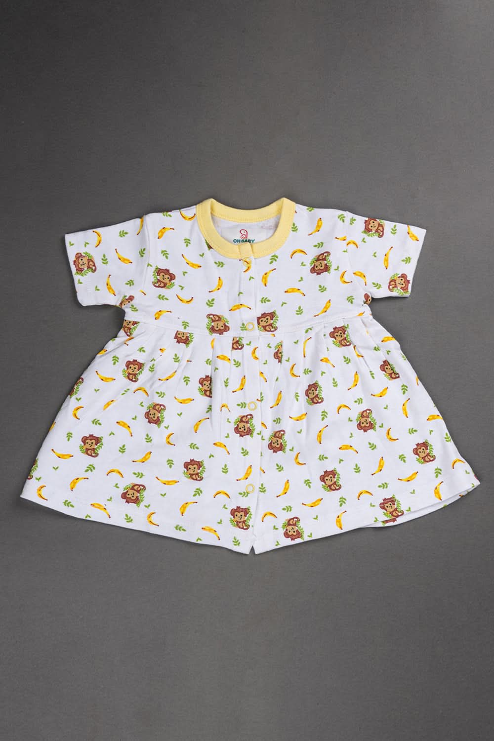 Oh Baby Cotton Interlock Knit Animal Print Frock Pack Of - 2 - Yellow & Assorted - R203