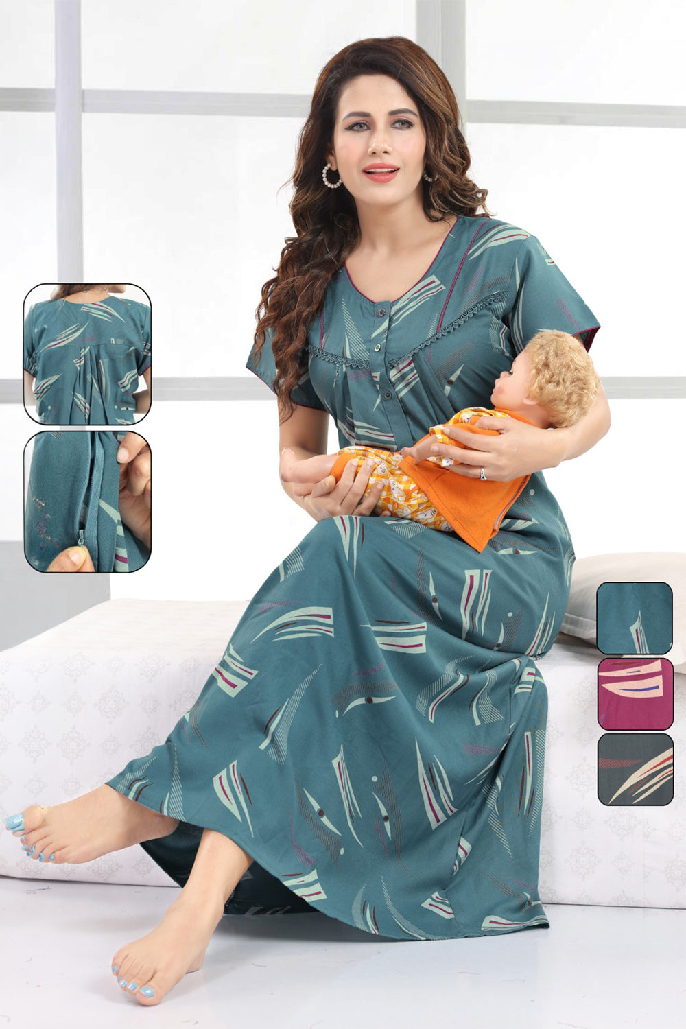 Women's Pure Cotton Feeding Nighty