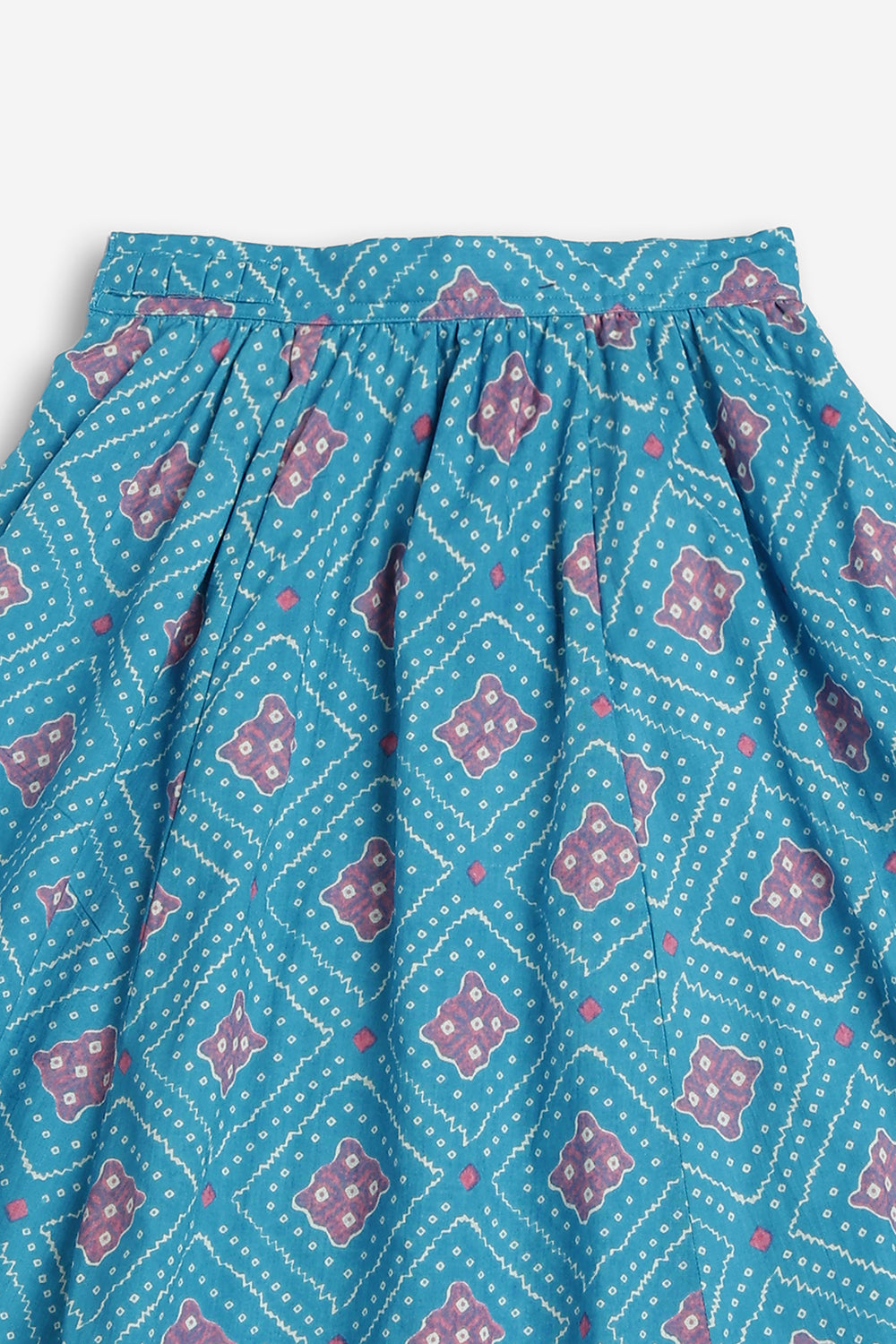 Chittythali Girls Cotton Bandhani Pavadai Set | Layered Peplum Top & Kali Skirt | Traditional Ethnic Pattu Pavadai Style Dress for Girls - PS26