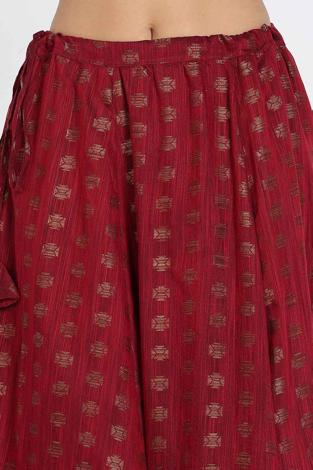 Mythri Women’s Ethnic Skirt | Full-Length Kali Skirt with Waistband & Side Zipper - Red - SK06