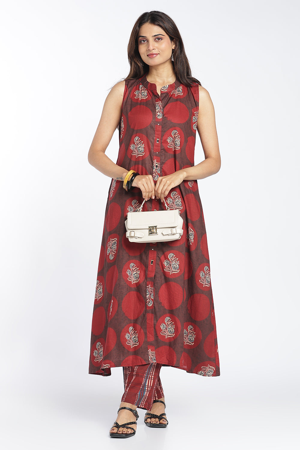 Mythri Women’s Printed Cotton Co-ord Set | 3/4 Sleeve Kurti and Pant Set for Women | Regular Fit Everyday Ethnic Co-ord Outfit - 1379