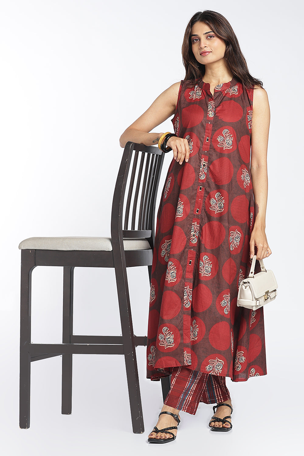 Mythri Women’s Printed Cotton Co-ord Set | 3/4 Sleeve Kurti and Pant Set for Women | Regular Fit Everyday Ethnic Co-ord Outfit - 1379