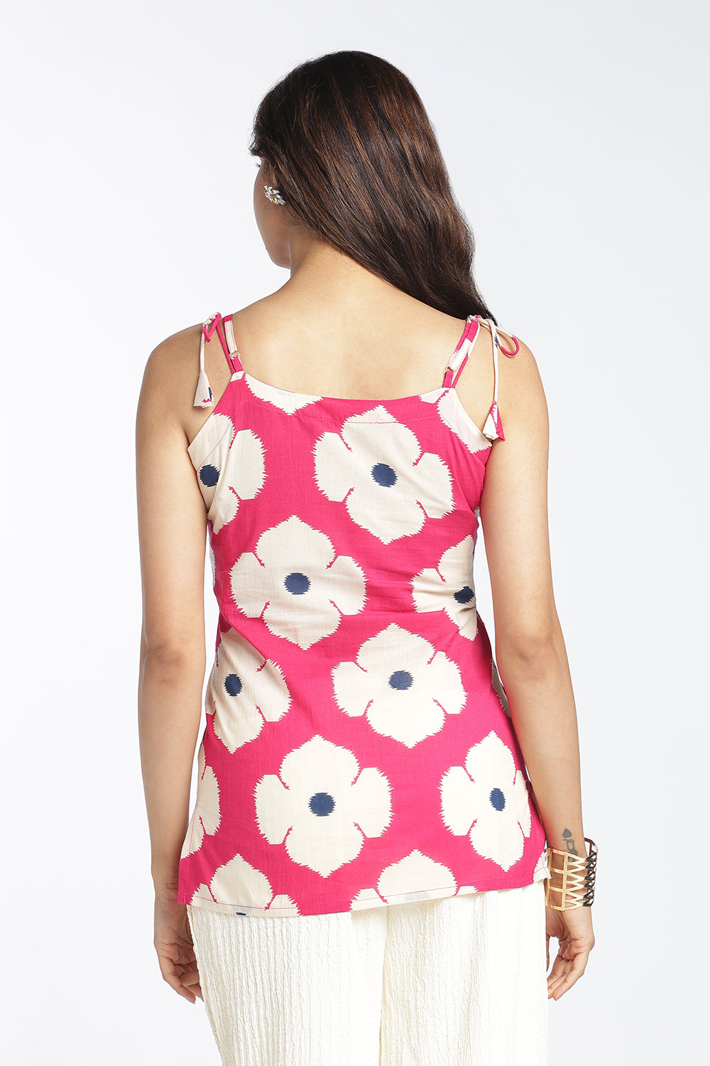 Mythri Women's Cotton Floral Printed Top | Strap Tie-Up Top for Women | Regular Fit Casual Cotton Top | Everyday, Office & Smart Casual Wear - SLTP