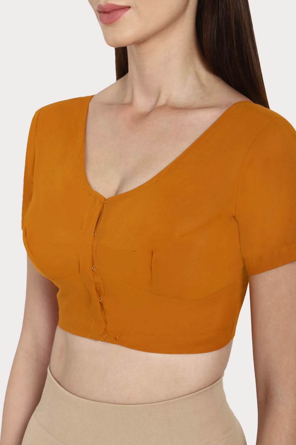 Naidu Hall Round neck short sleeve blouse - Mustard - Naidu Hall Family Store