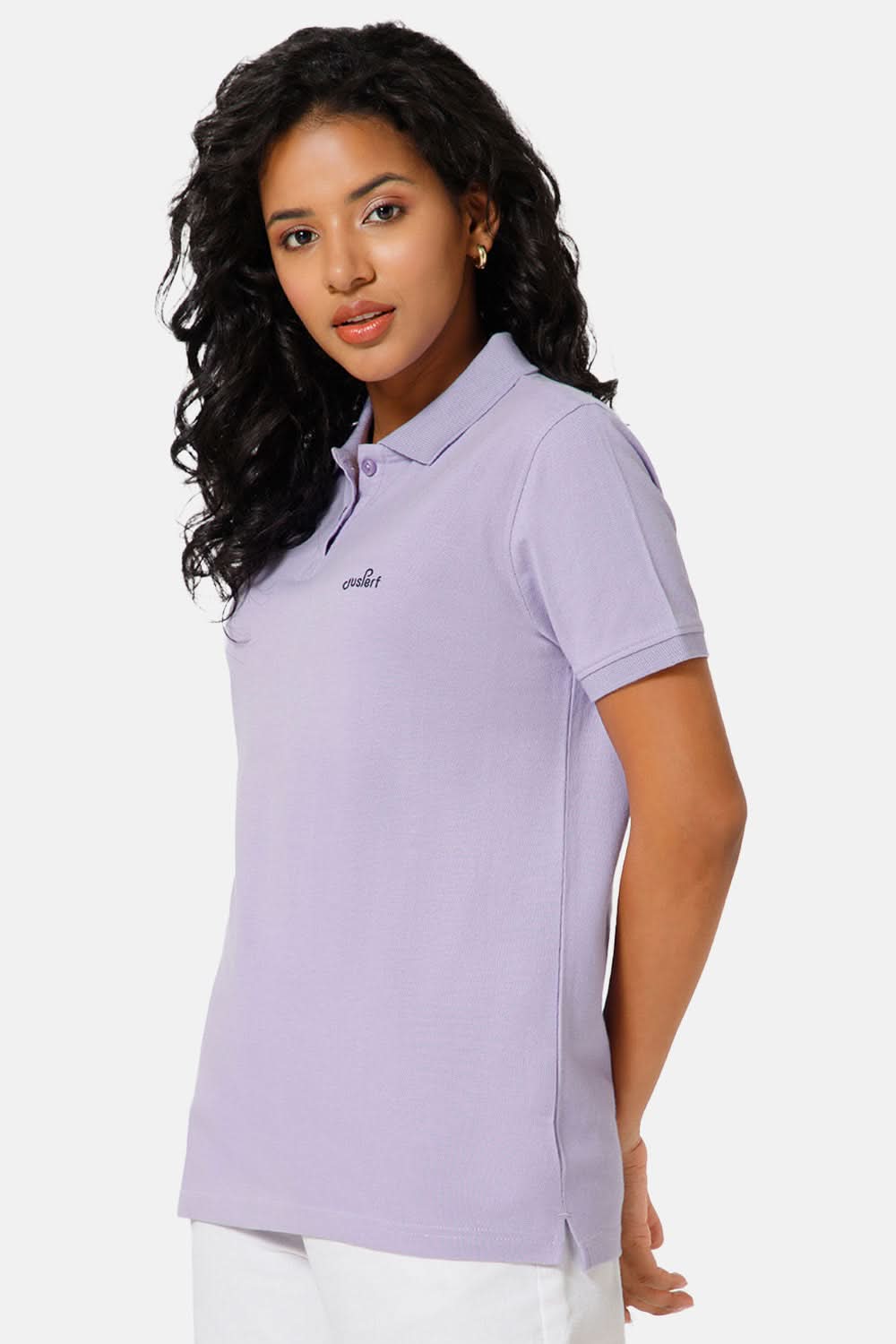 Jusperf Women Half Sleeve Polo Neck T-shirt - Lavender - SJD4