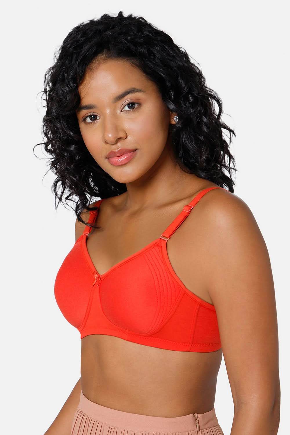 Everyday Full Coverage Non-Padded Intimacy T-Shirt Saree Bra - Fiery Red - DEFC - Naidu Hall Family Store