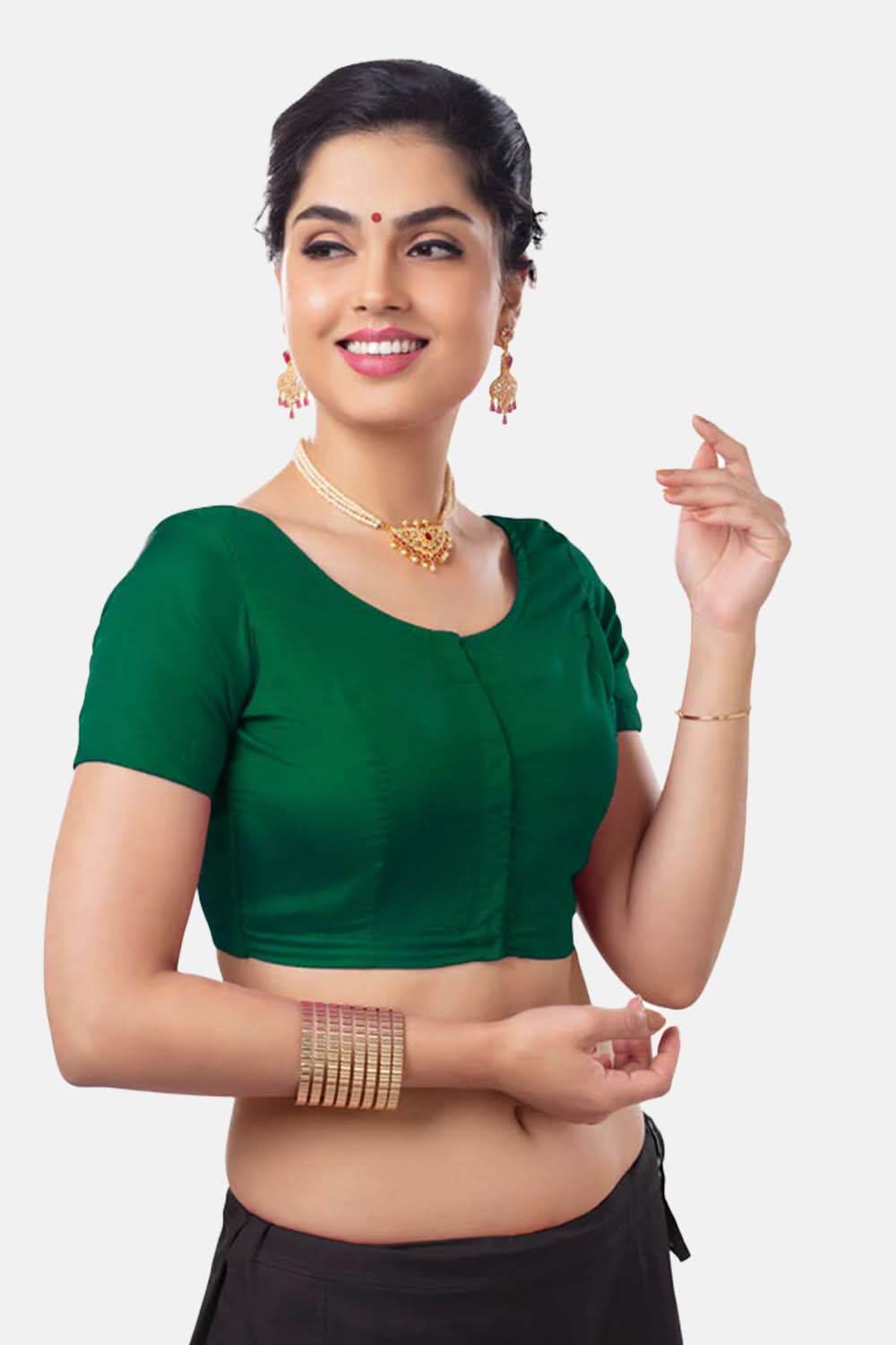 Naidu Hall Princess Cut Short Sleeve Front Open Silk Cotton Blouse - Naidu Hall Family Store