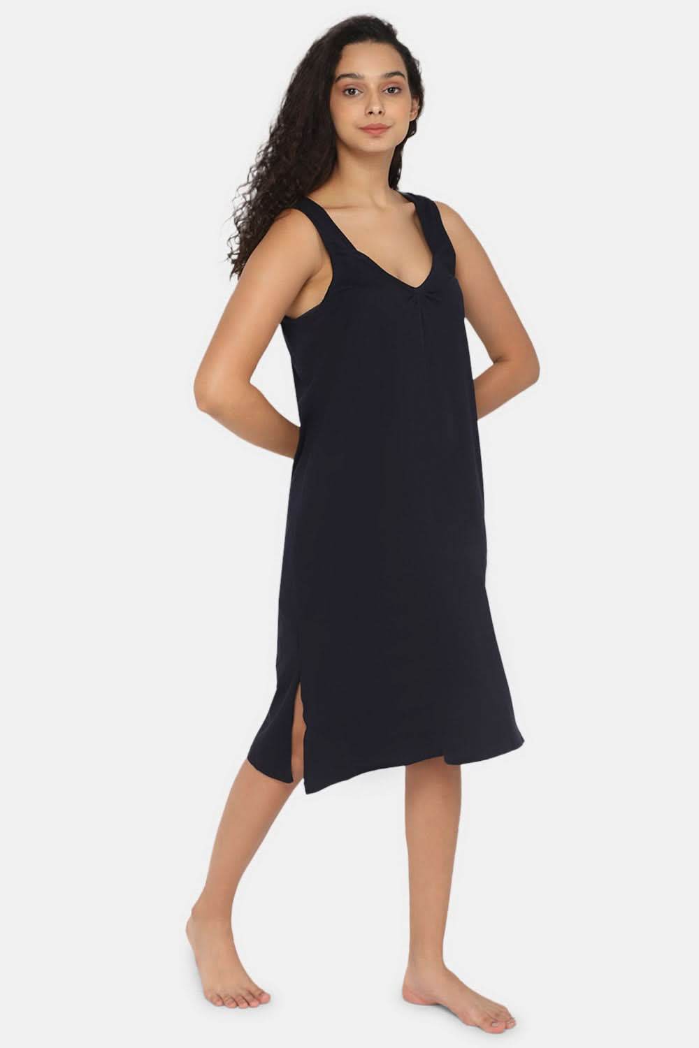Intimacy Full Coverage Knee-Length Cotton Night Slip | Lightweight & Summer-Friendly Nightwear - Naidu Hall Family Store