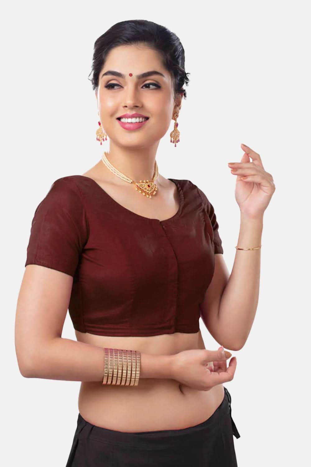 Naidu Hall Princess Cut Short Sleeve Front Open Silk Cotton Blouse - Naidu Hall Family Store