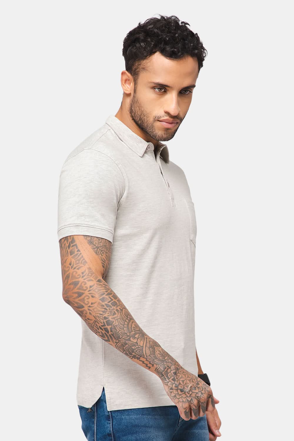 Enhance Polo Tshirt - Ecru Melange - SN19