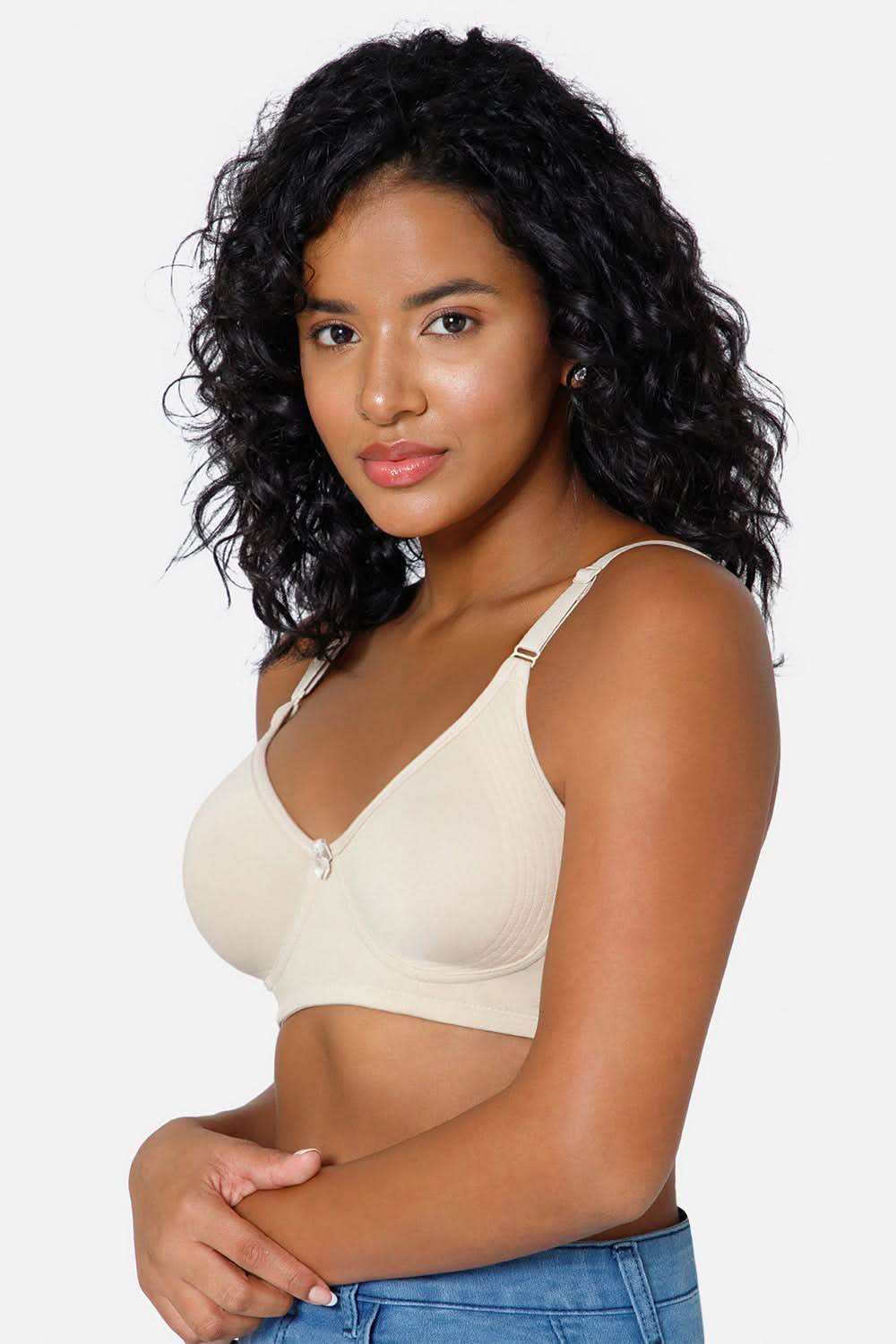 Full Coverage Non-Padded Non-Wired Intimacy T-Shirt Saree Bra - ES02 - Beige - Naidu Hall Family Store