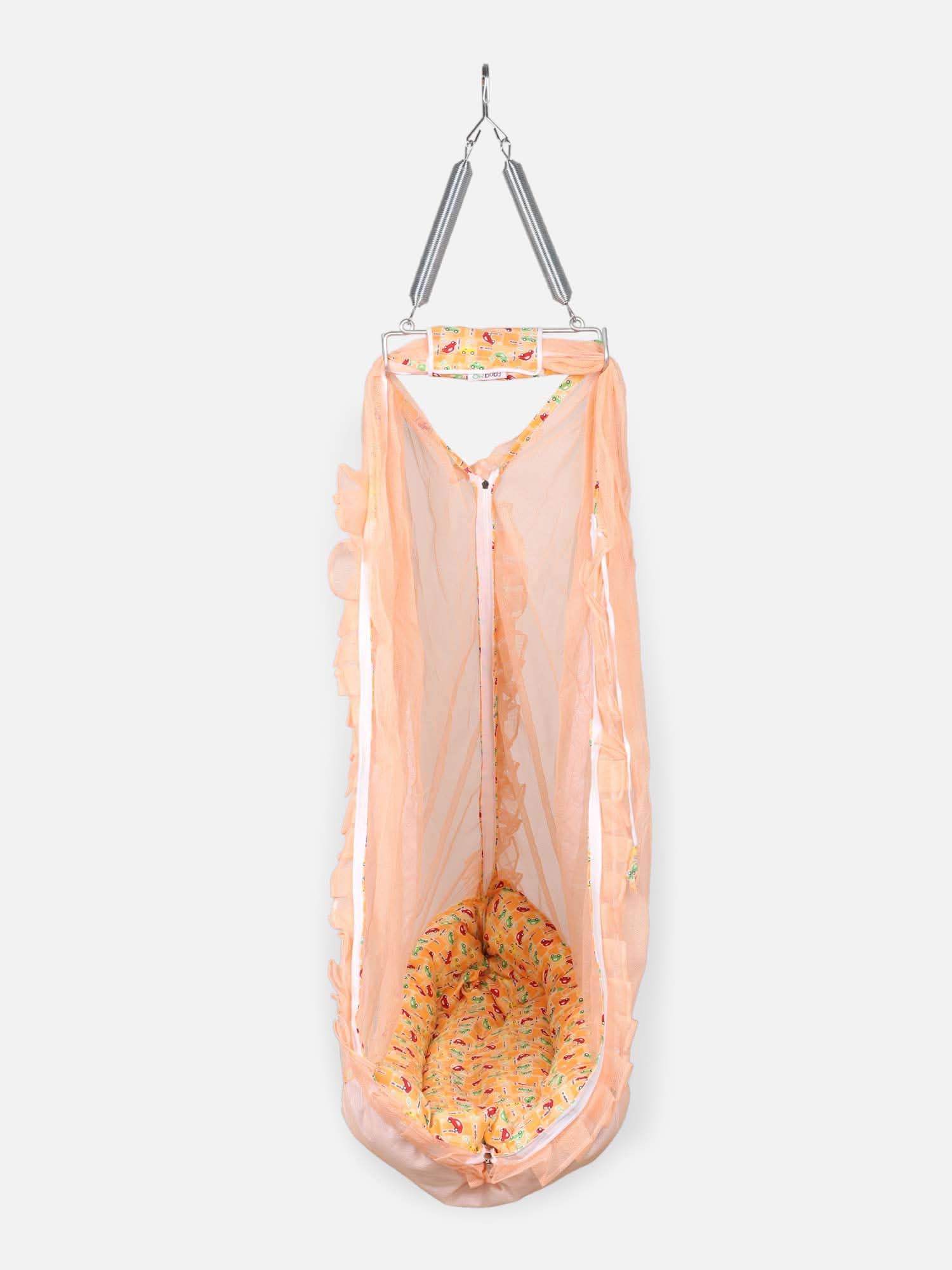 Oh Baby Printed Thuli Mosquito Net Cotton Bed - Orange - Naidu Hall Family Store