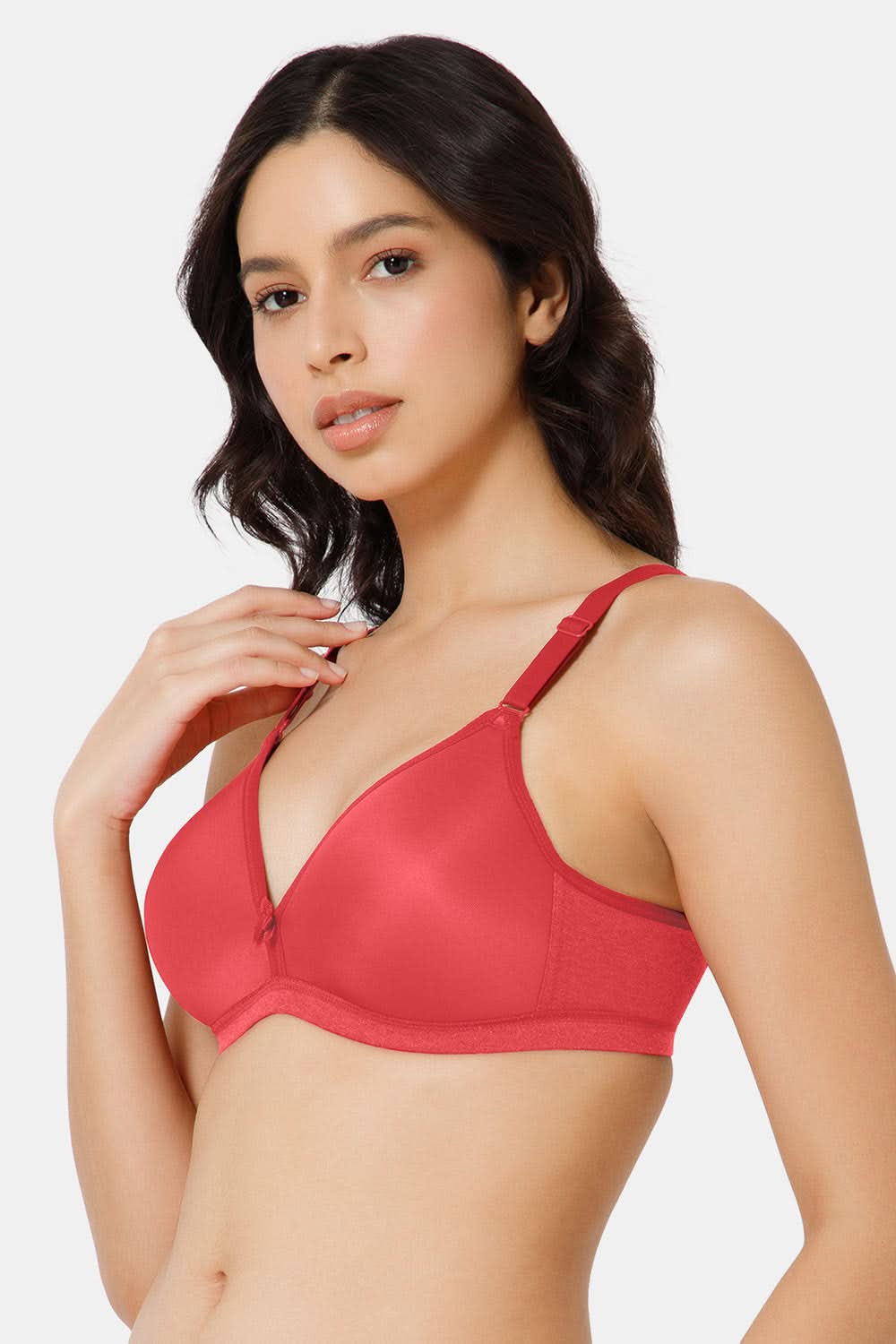 Side View of Nova T-Shirt Bra in Fiery Red Providing a Perfect Fit and Seamless Look