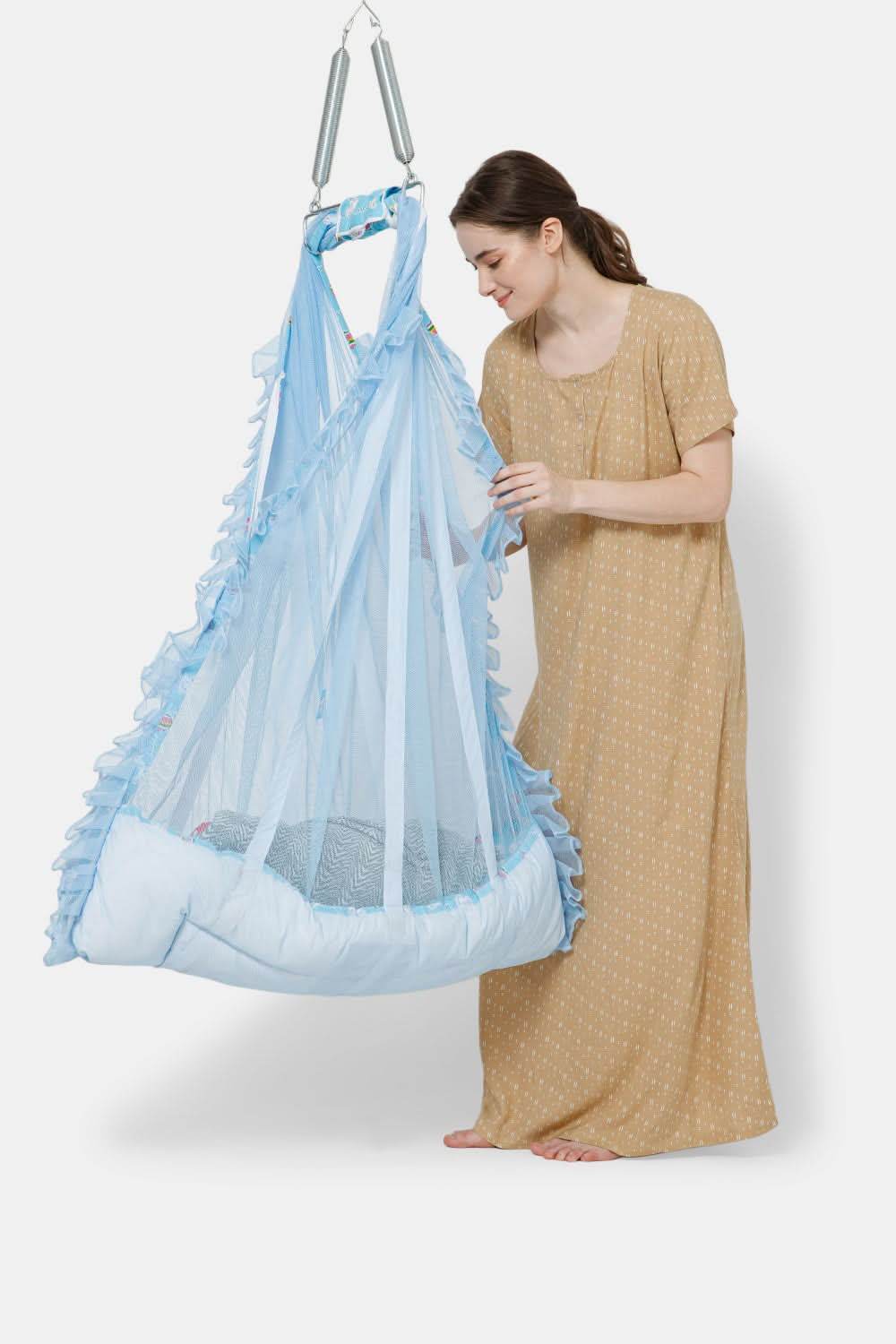 Oh Baby Printed Thuli Mosquito Net Cotton Bed - Blue - Naidu Hall Family Store